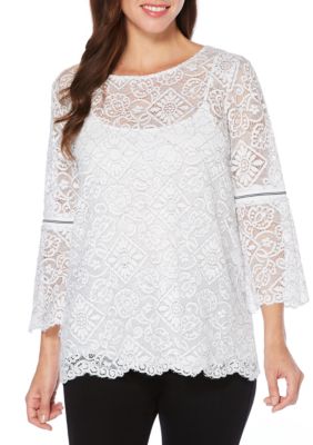 Rafaella Lace Bell Sleeve Top | belk