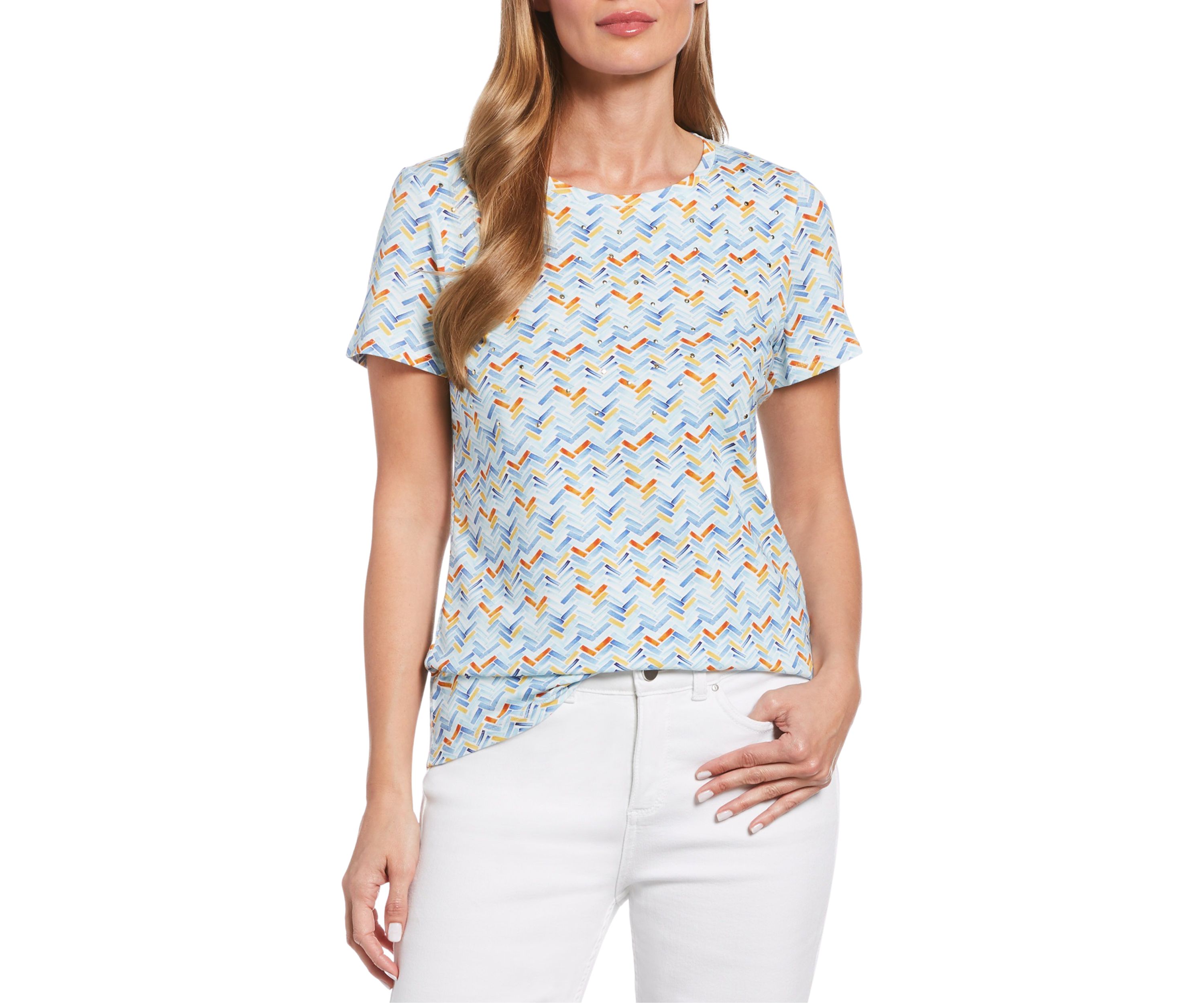 Womens Chevron Print Short Sleeve T-Shirt