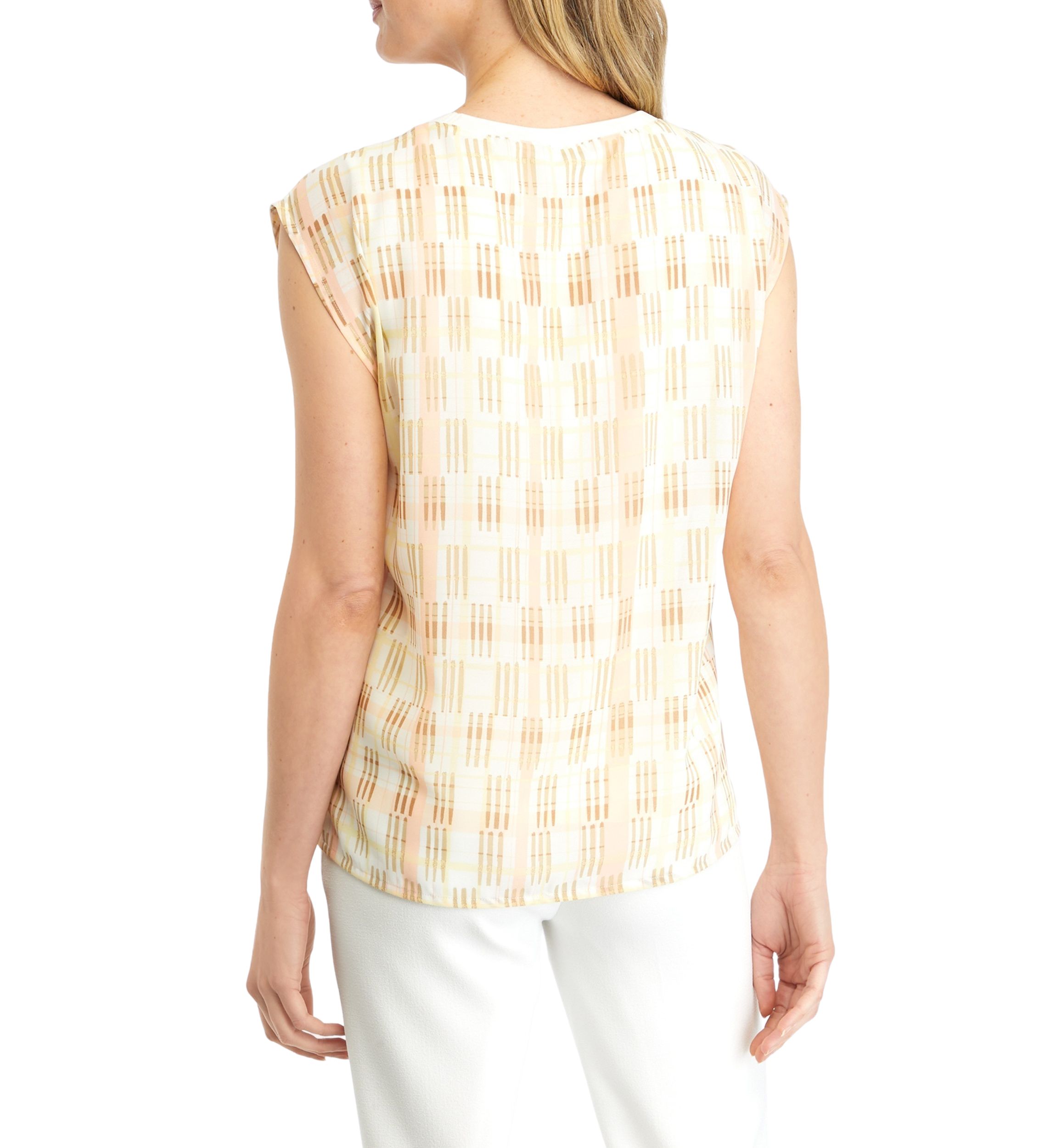 Womens Printed Knit Cap Sleeve Top