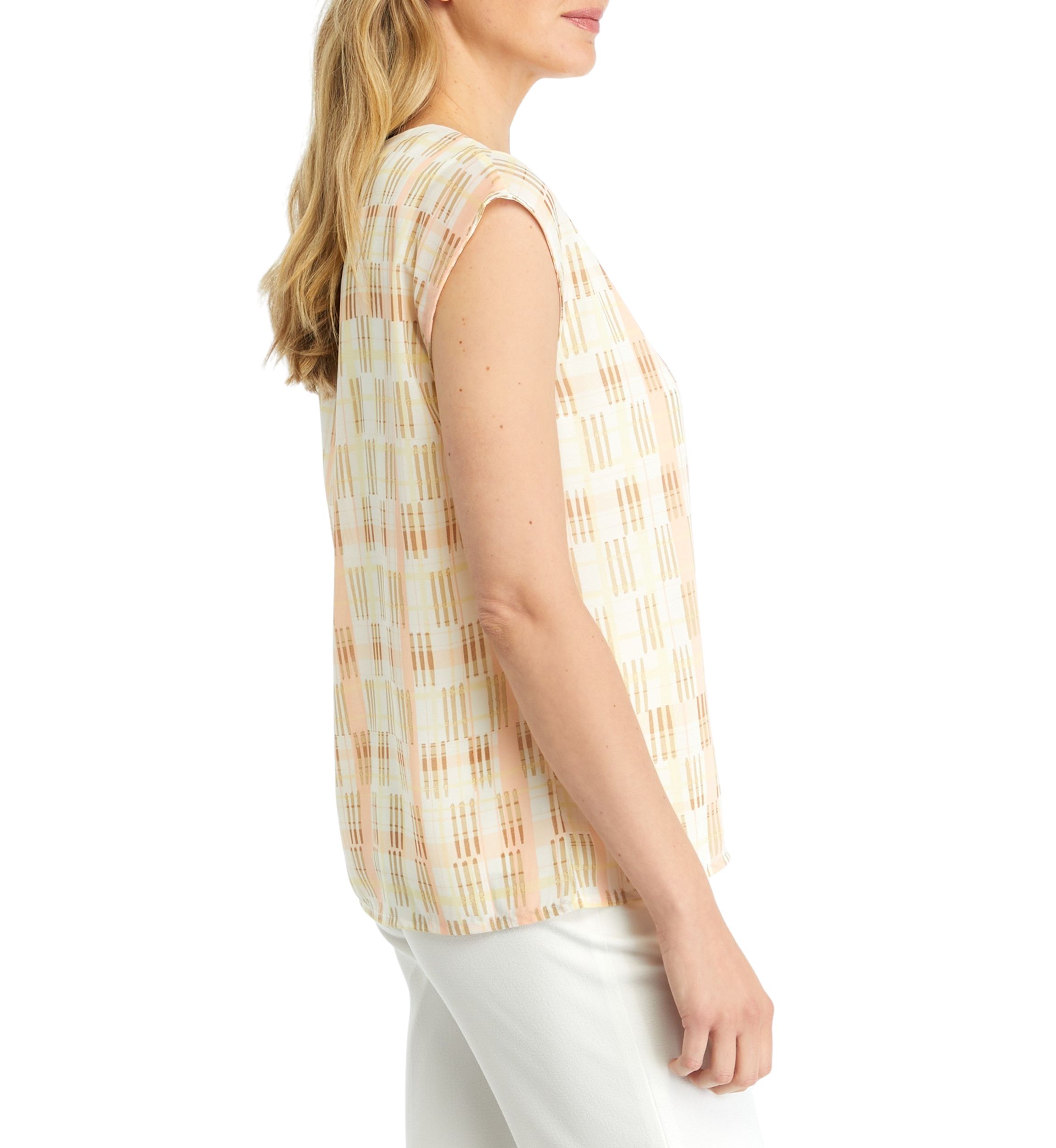 Womens Printed Knit Cap Sleeve Top