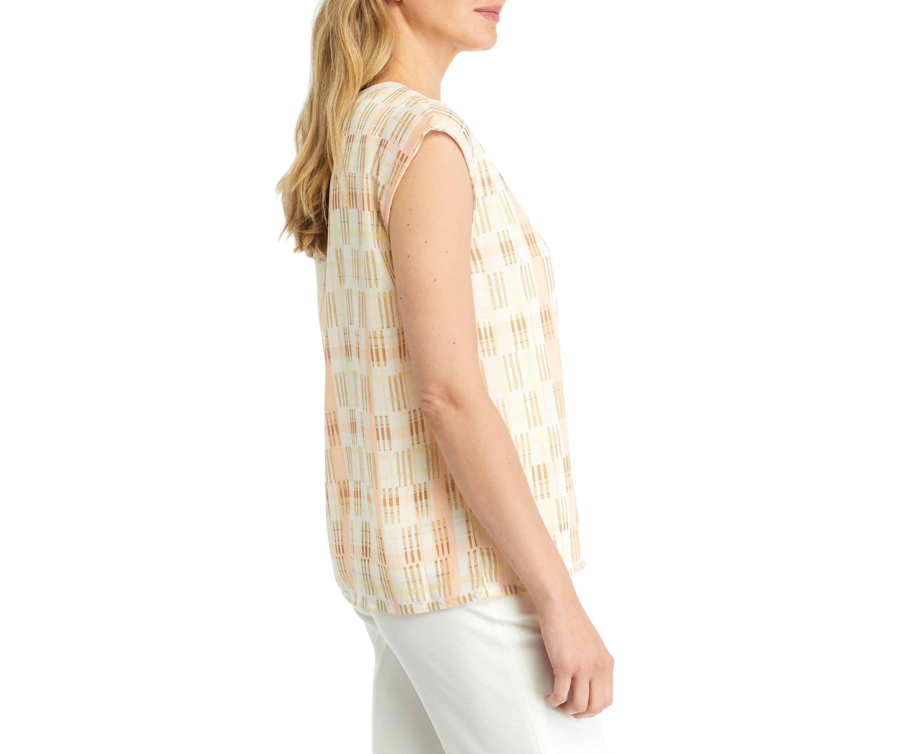 Womens Printed Knit Cap Sleeve Top