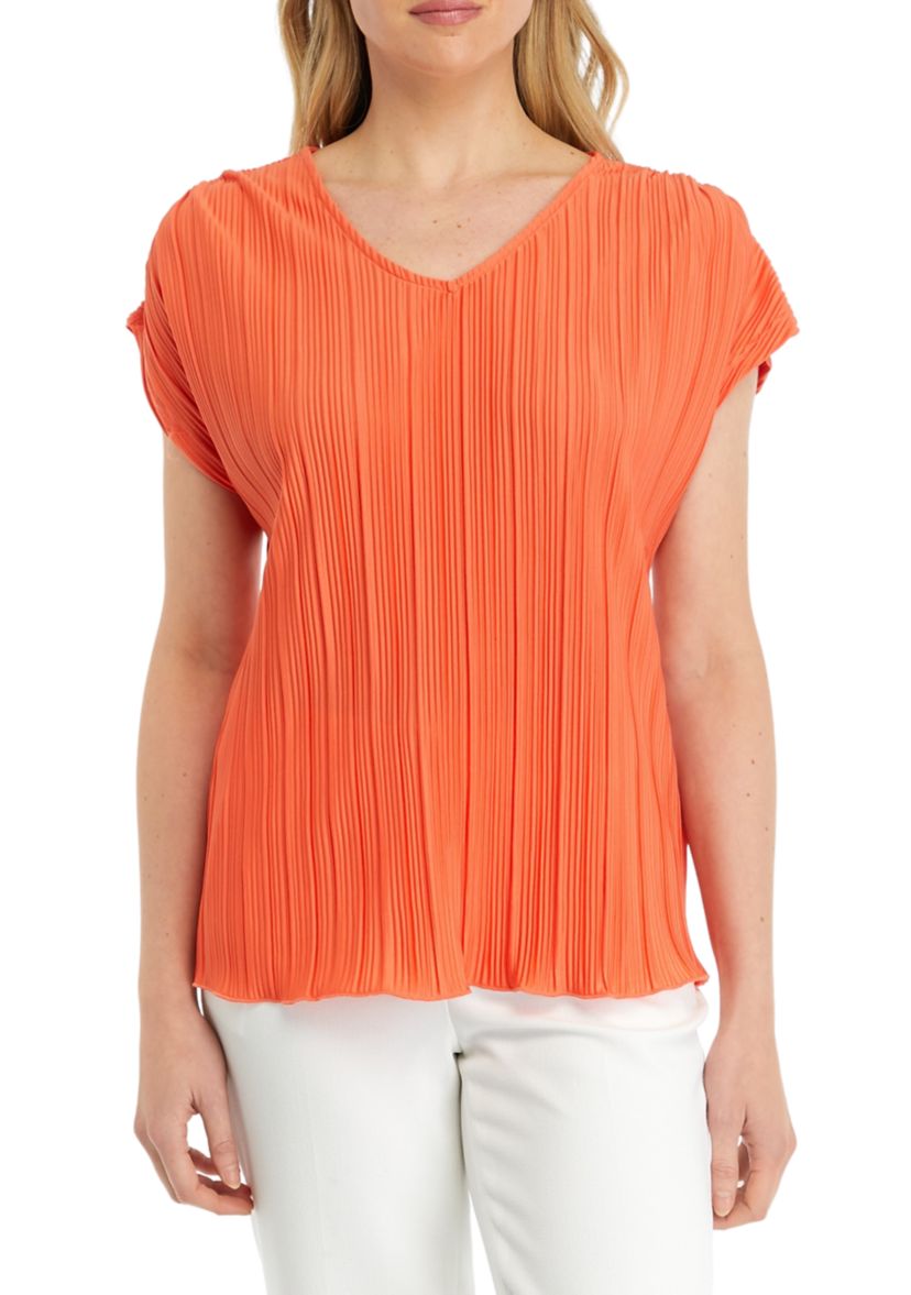 Womens Pleated Knit Blouse