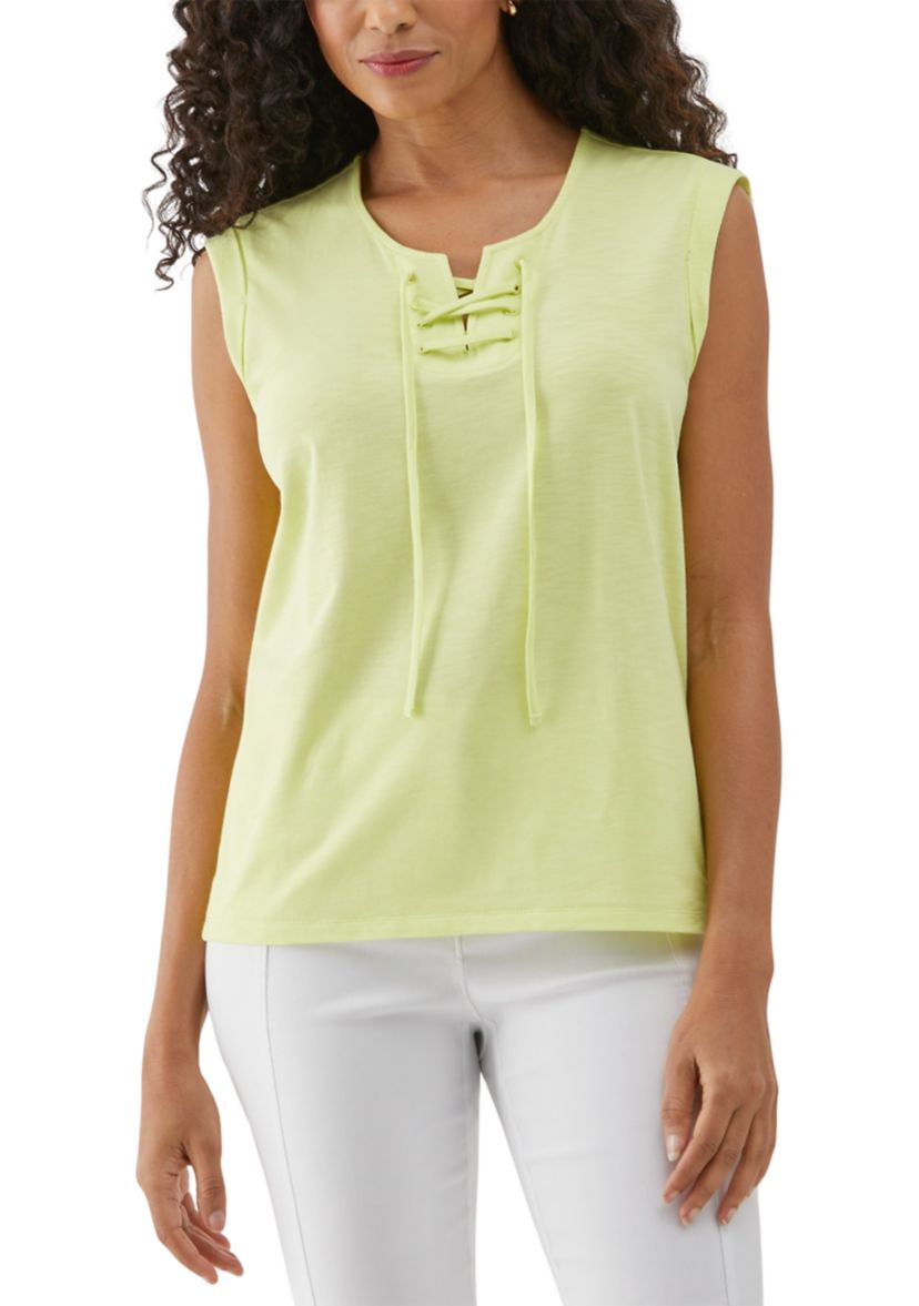 Womens Lace-Up Sleeveless Tank Top