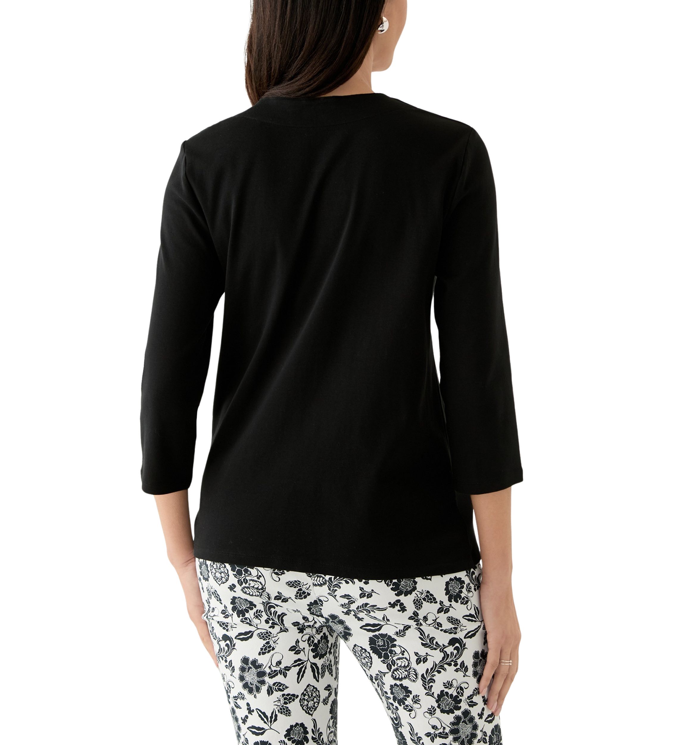Womens Lace Up 3/4 Length Sleeve Shirt