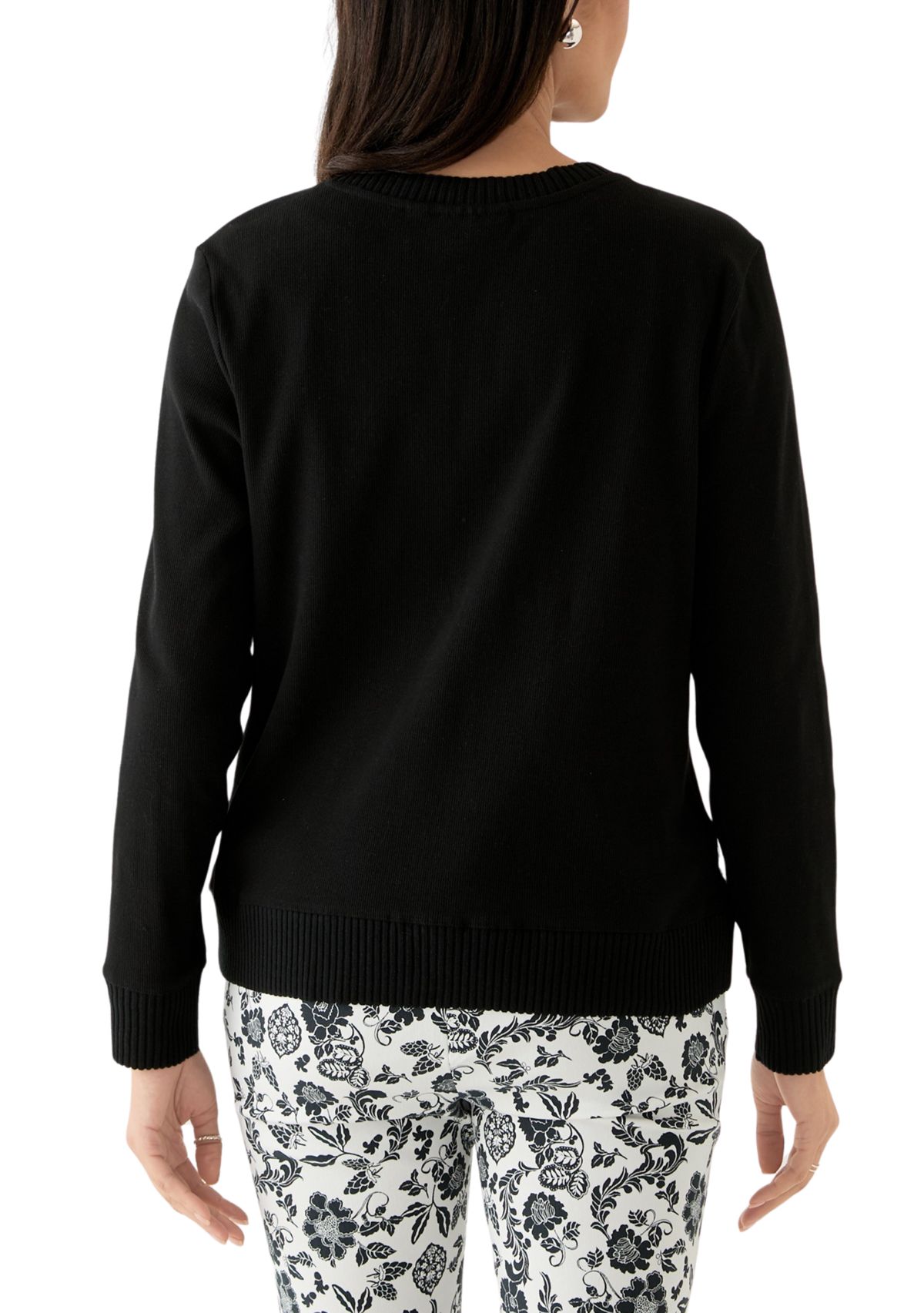 Womens Floral Print Woven Front Long Sleeve Cardigan