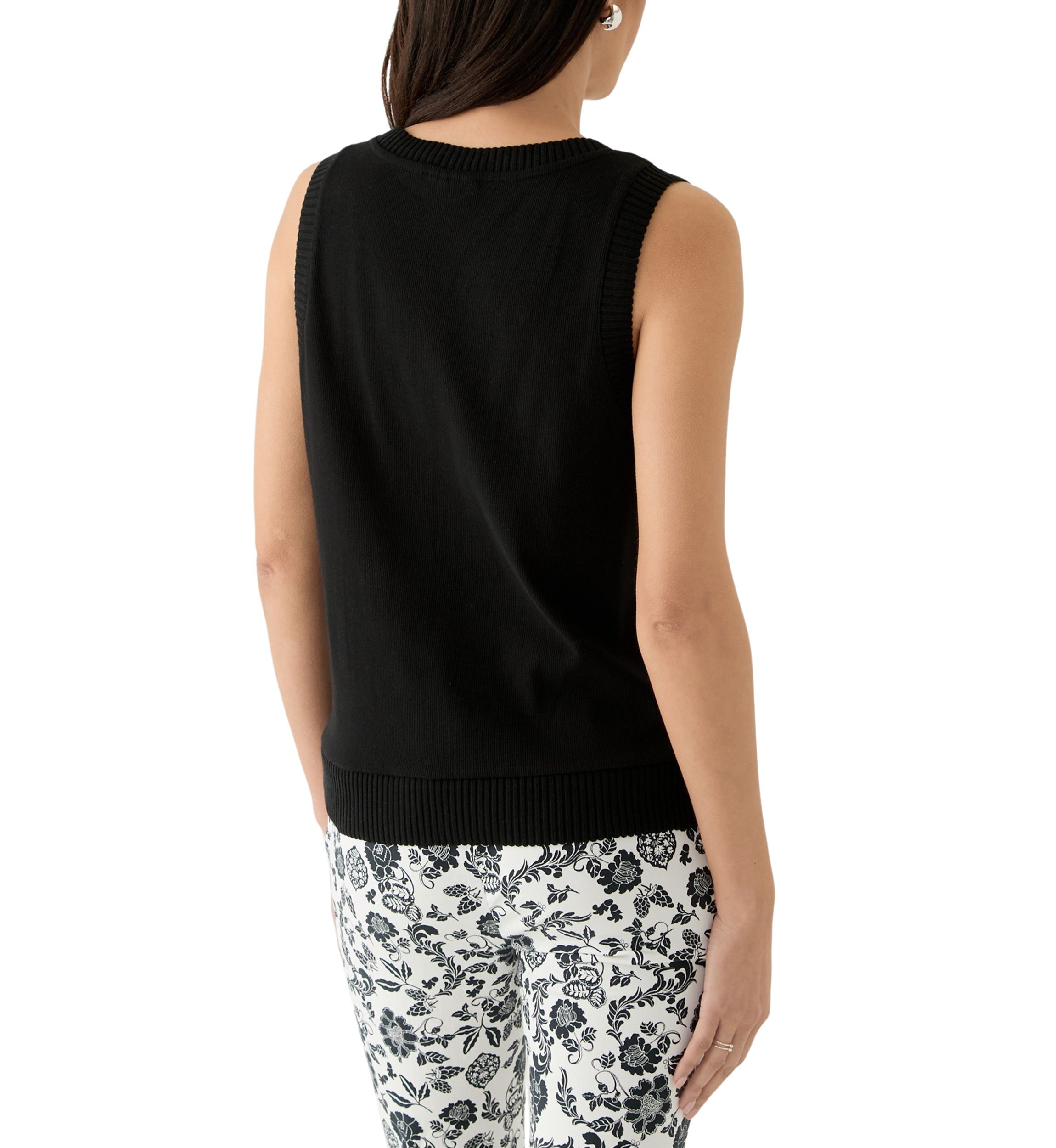 Womens Floral Print Woven Front Sleeveless Shell Top