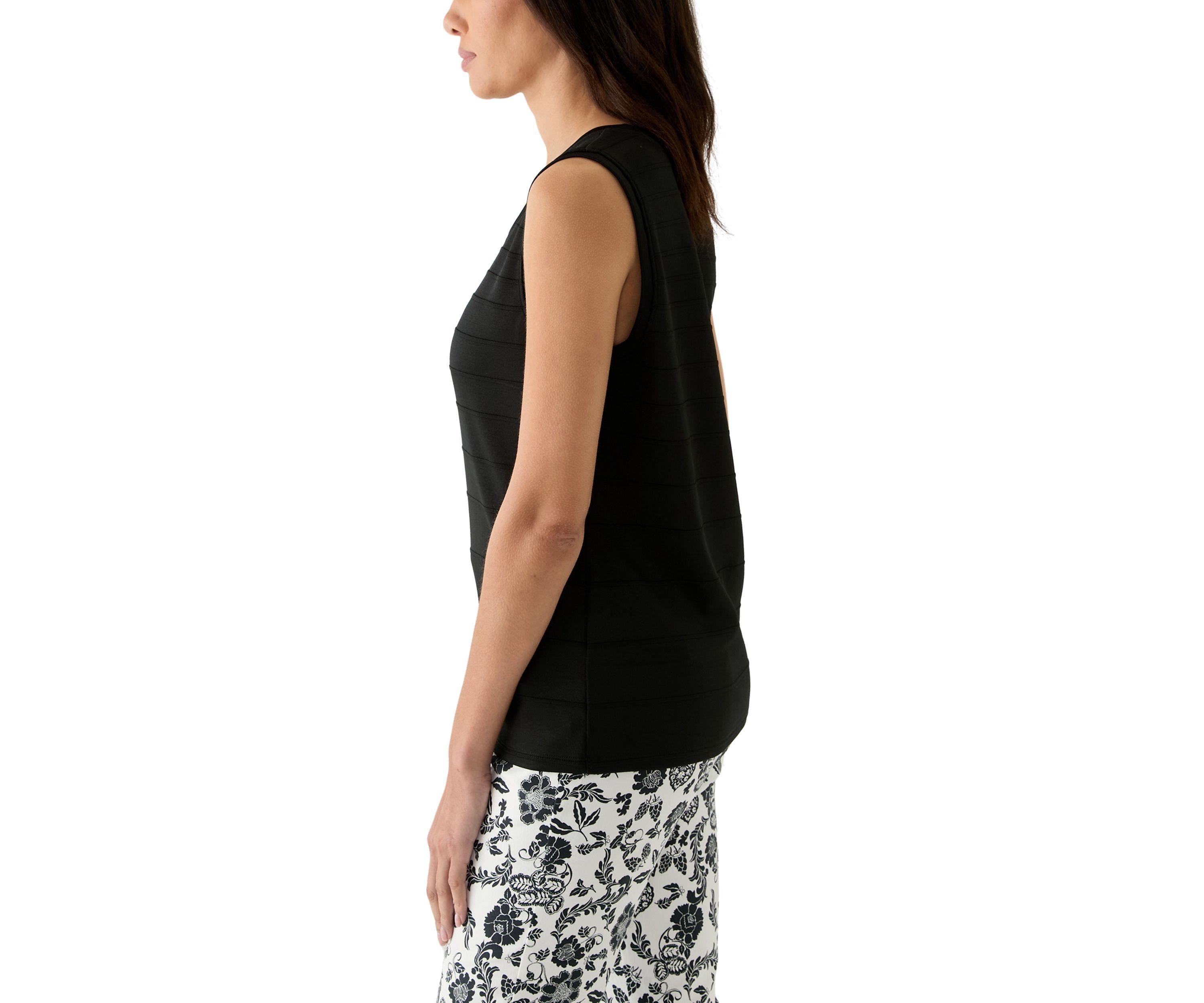 Womens Ottoman Knit Sleeveless Shell Top