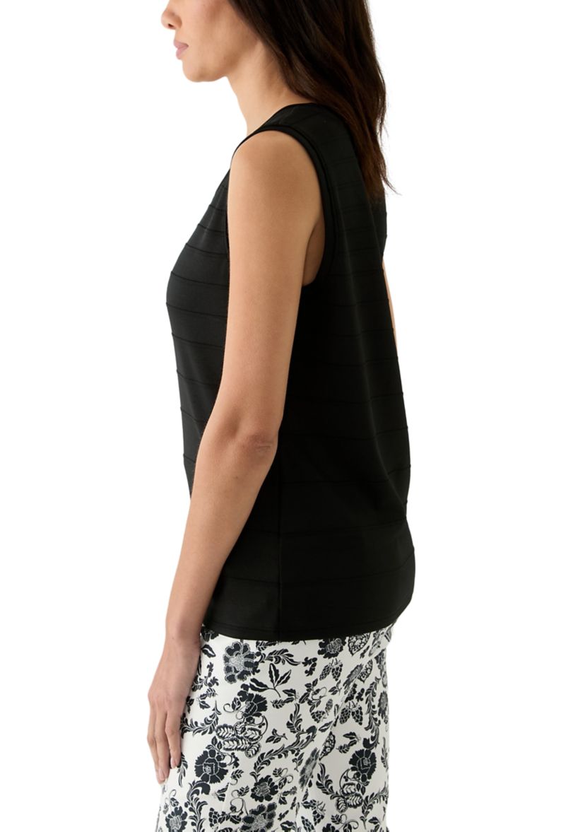 Womens Ottoman Knit Sleeveless Shell Top