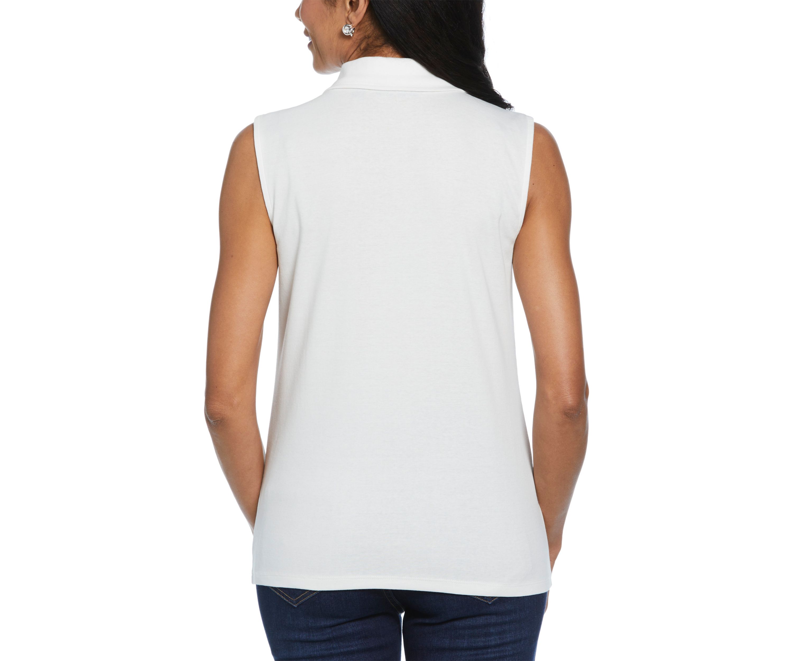 Womens Ribbed Collar Sleeveless Polo Shirt