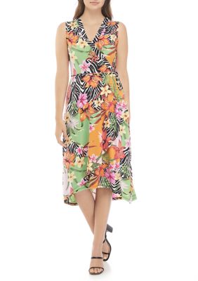 Rafaella Women's Malawi Patchwork Sleeveless Faux Wrap Dress | belk