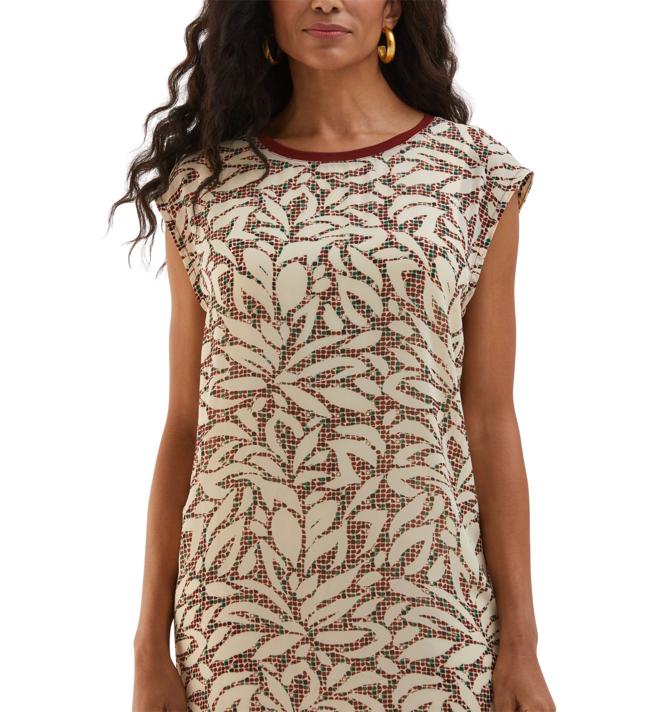Womens Beach Geometric Print Relaxed Cap Sleeve Dress