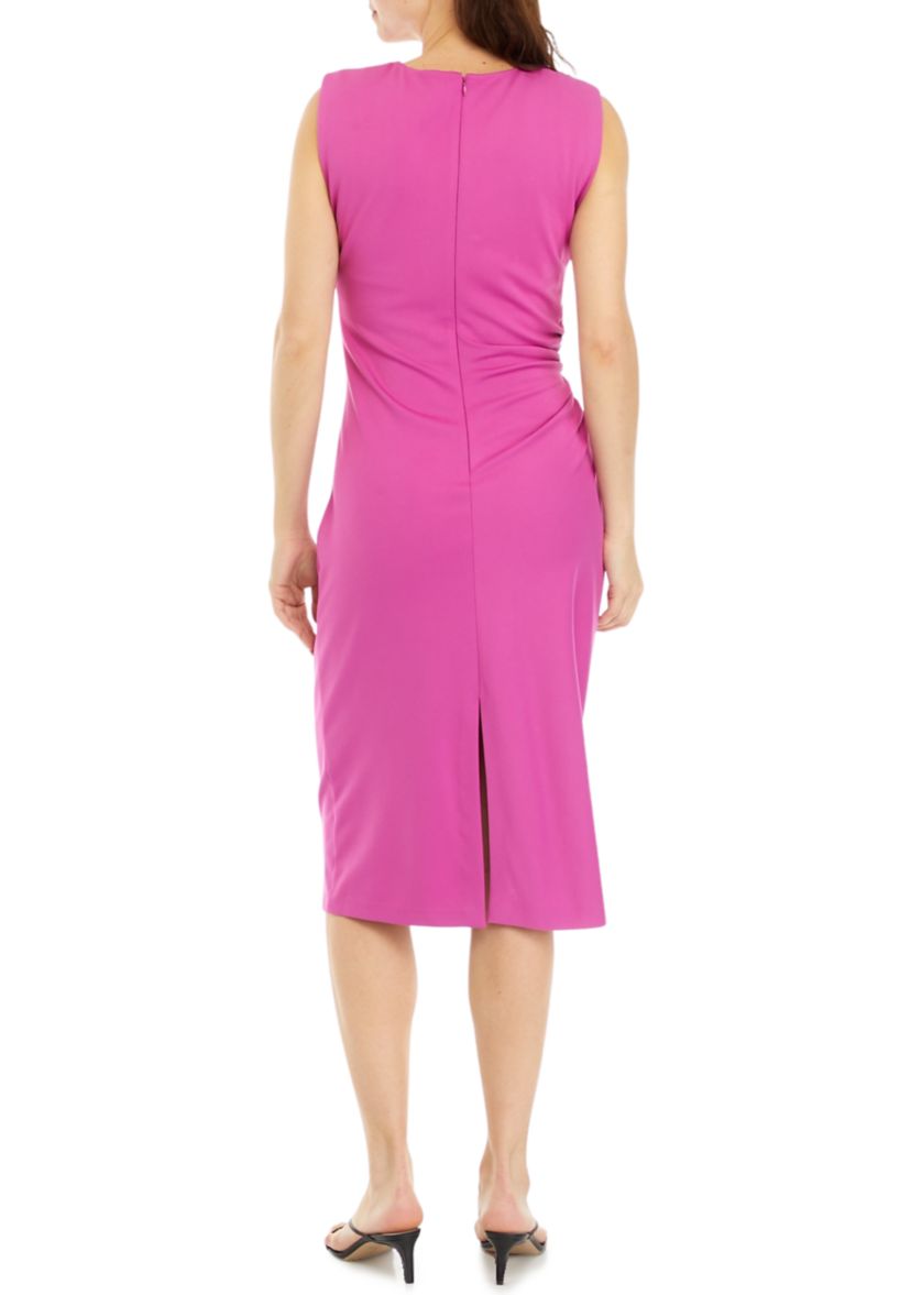 Womens Side Ruched Sleeveless Dress