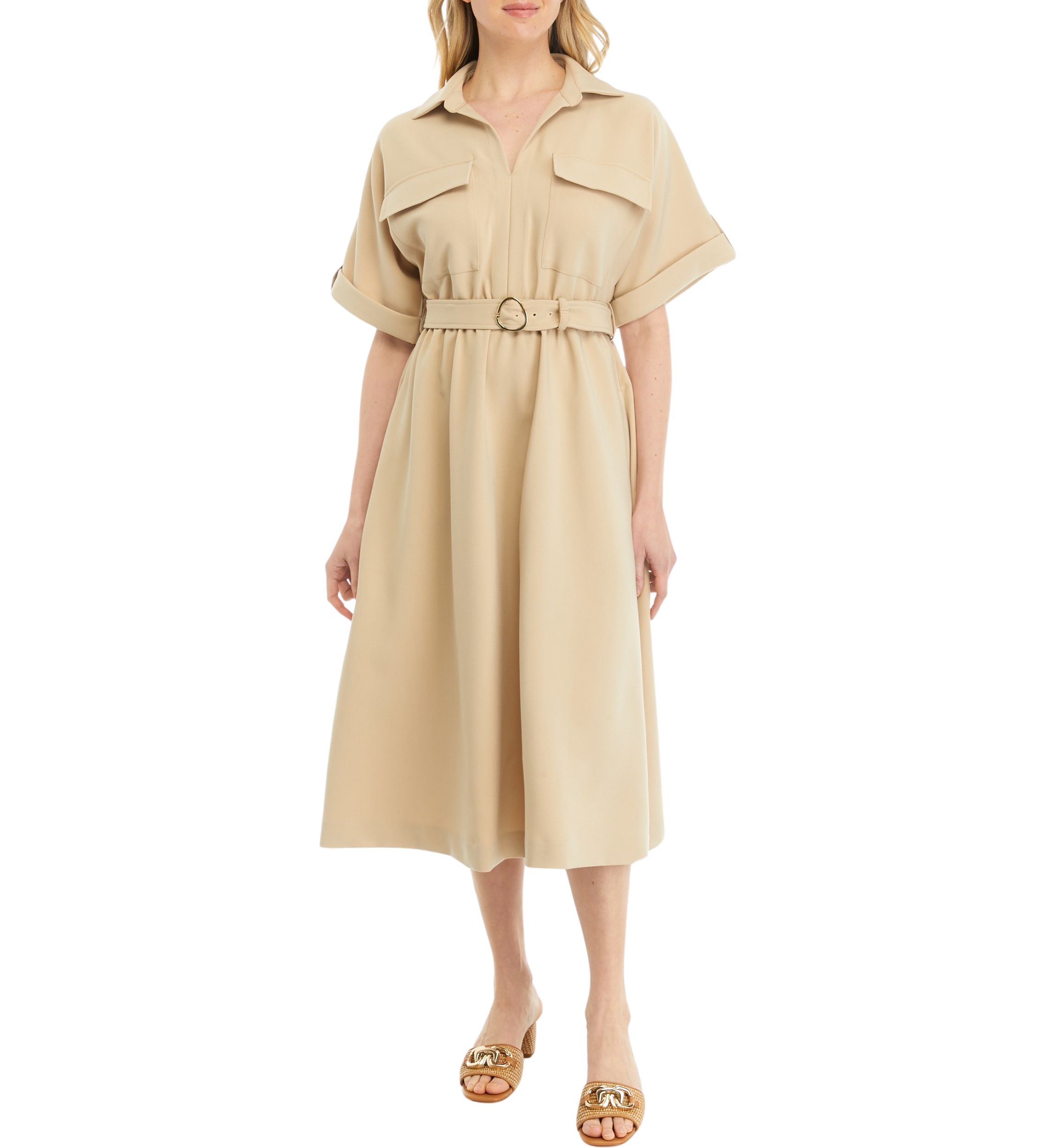 Womens Short Sleeve Utility Shirtdress
