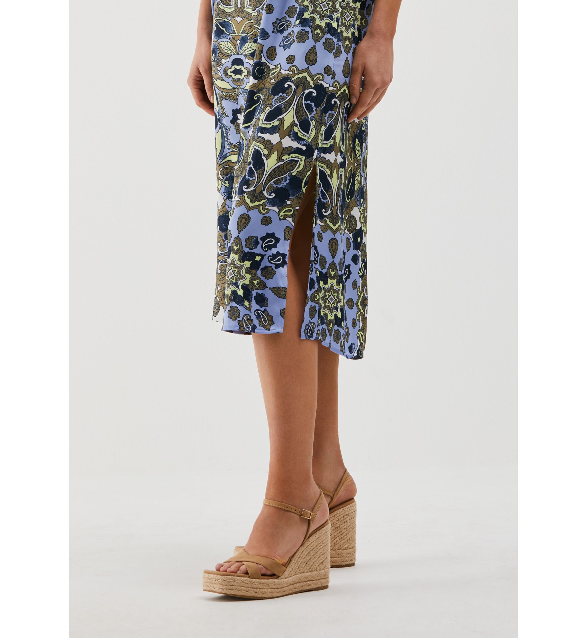 Womens Scarf Print Self Tie Sleeveless Dress