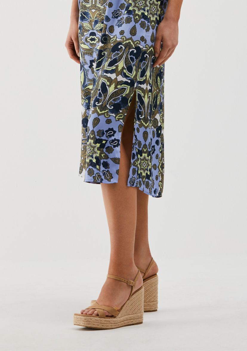 Womens Scarf Print Self Tie Sleeveless Dress