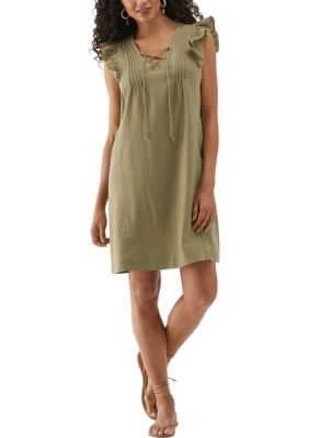 ELLA Rafaella Women's Linen Blend Pintuck Sleeveless Dress