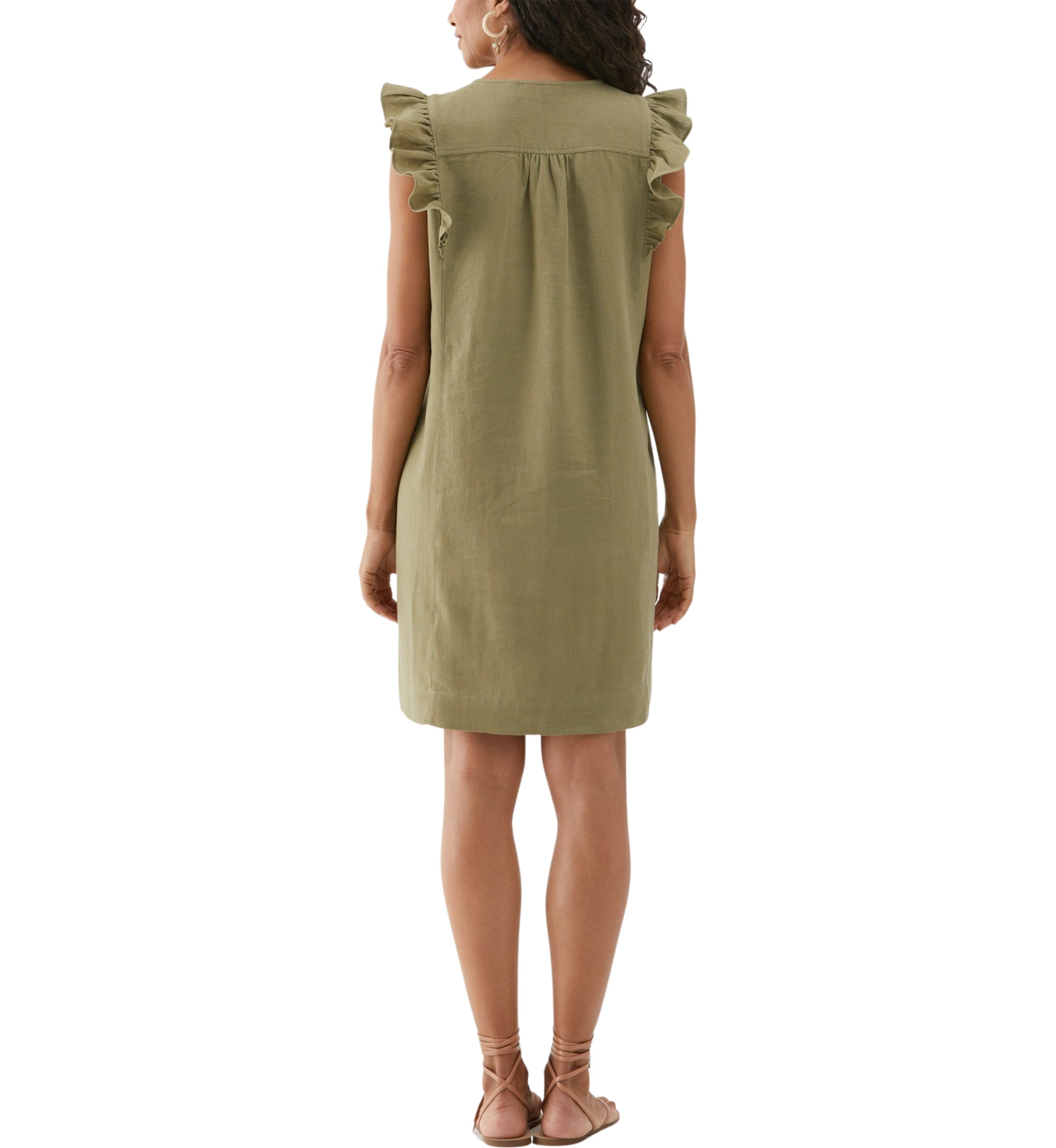 Womens Linen Blend Pintuck Sleeveless Dress