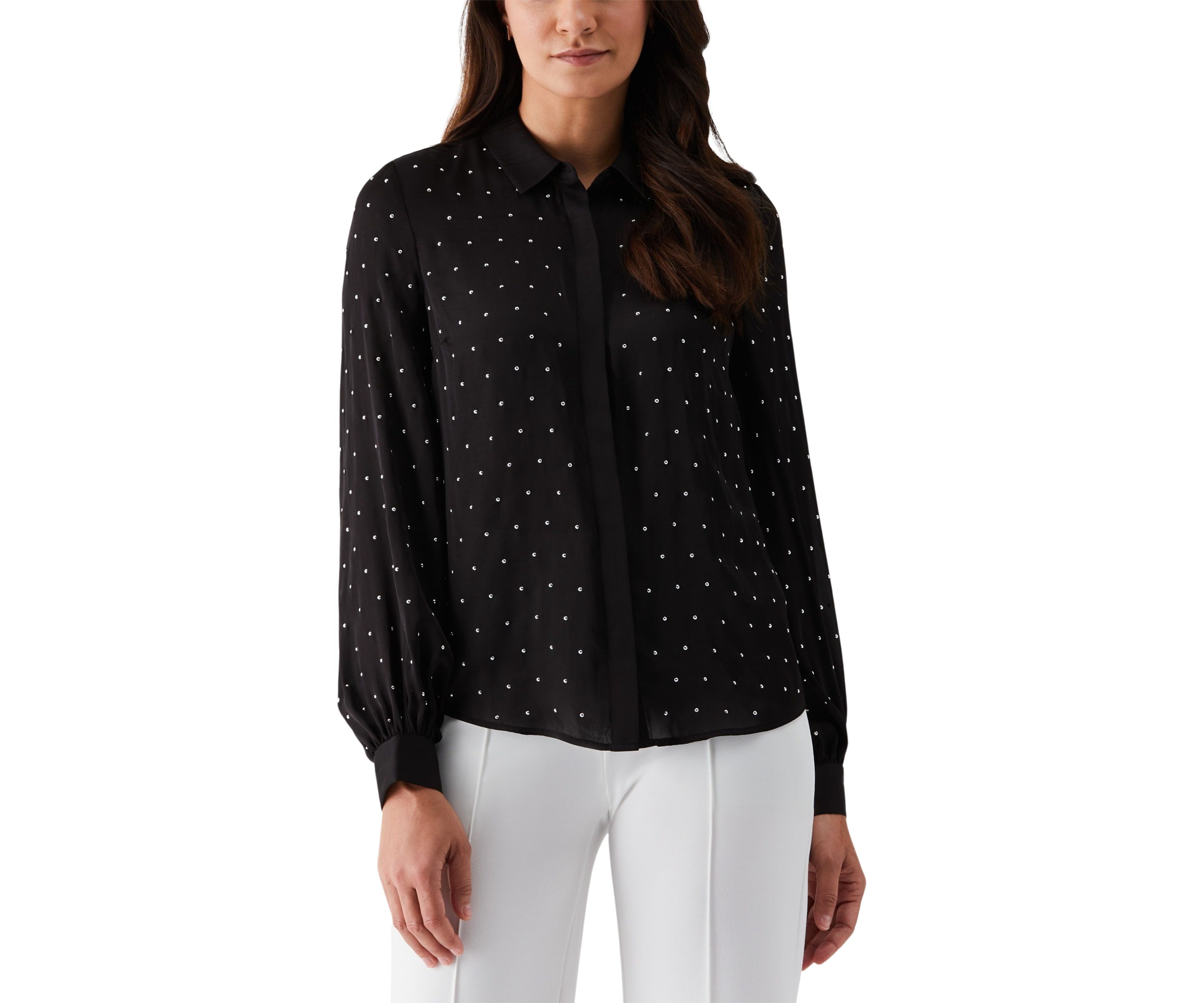 Womens Embellished Long Sleeve Blouse