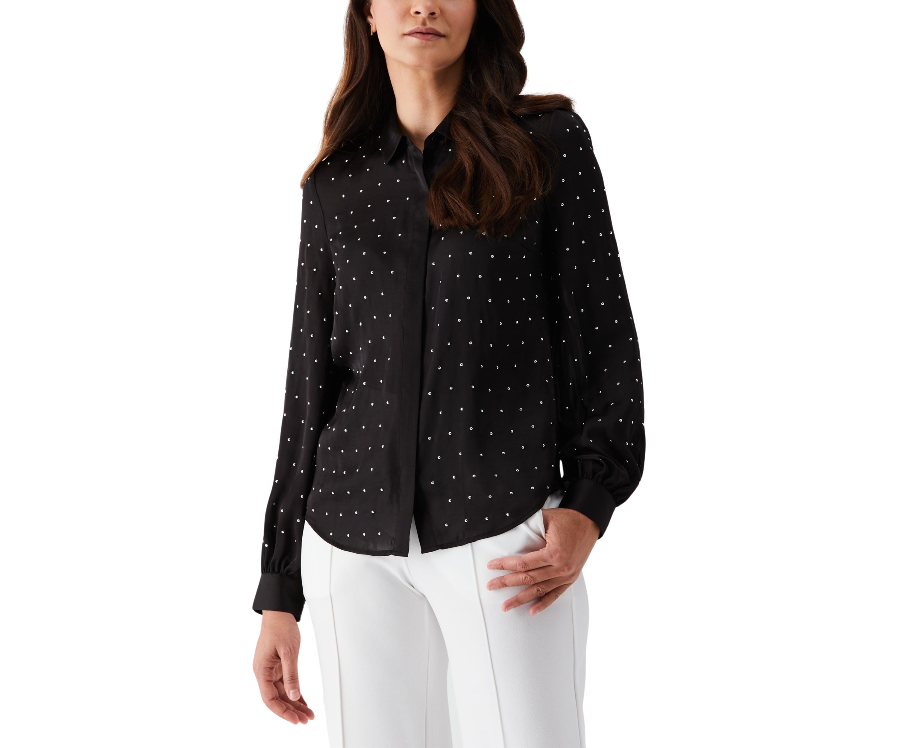 Womens Embellished Long Sleeve Blouse