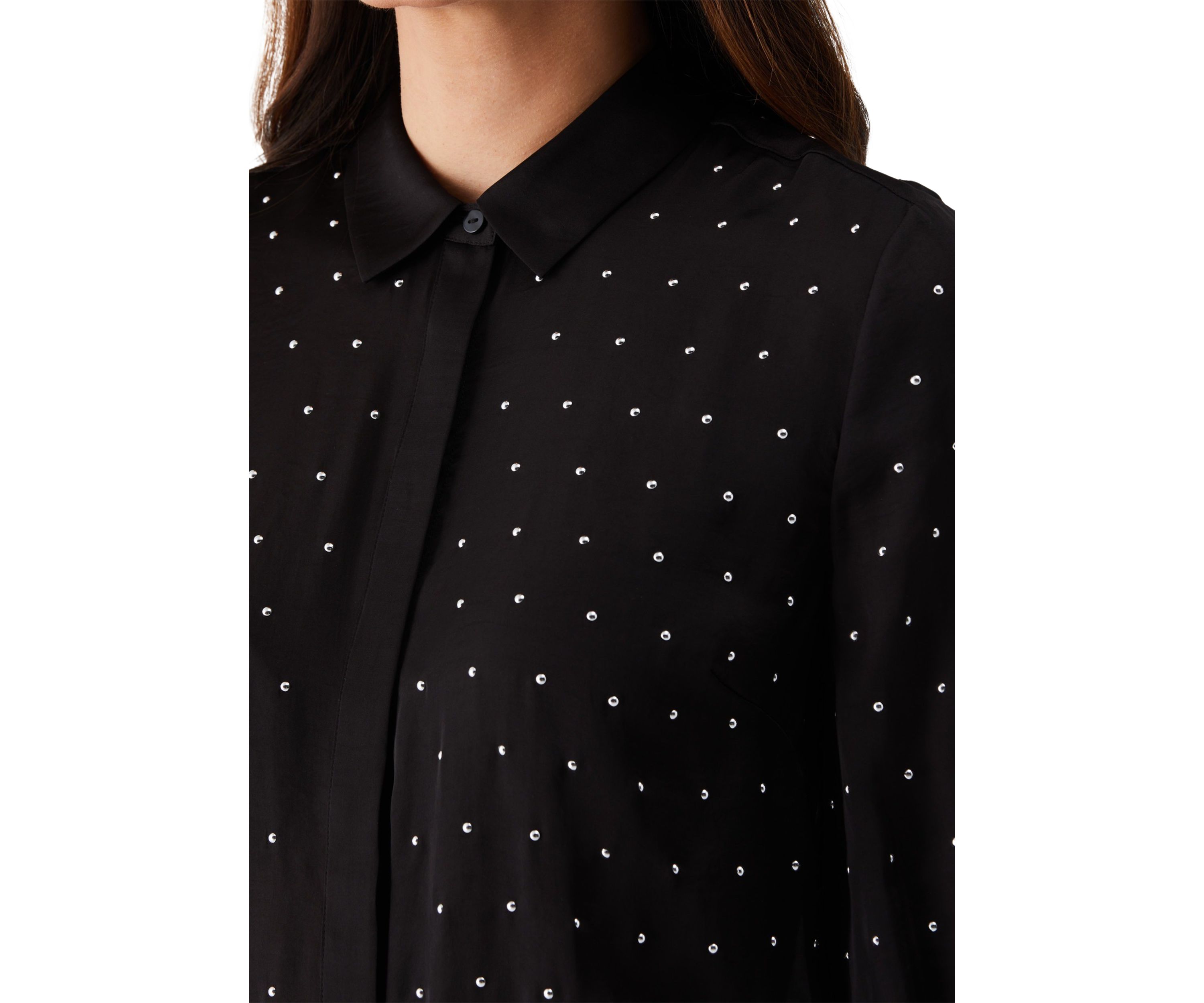 Womens Embellished Long Sleeve Blouse