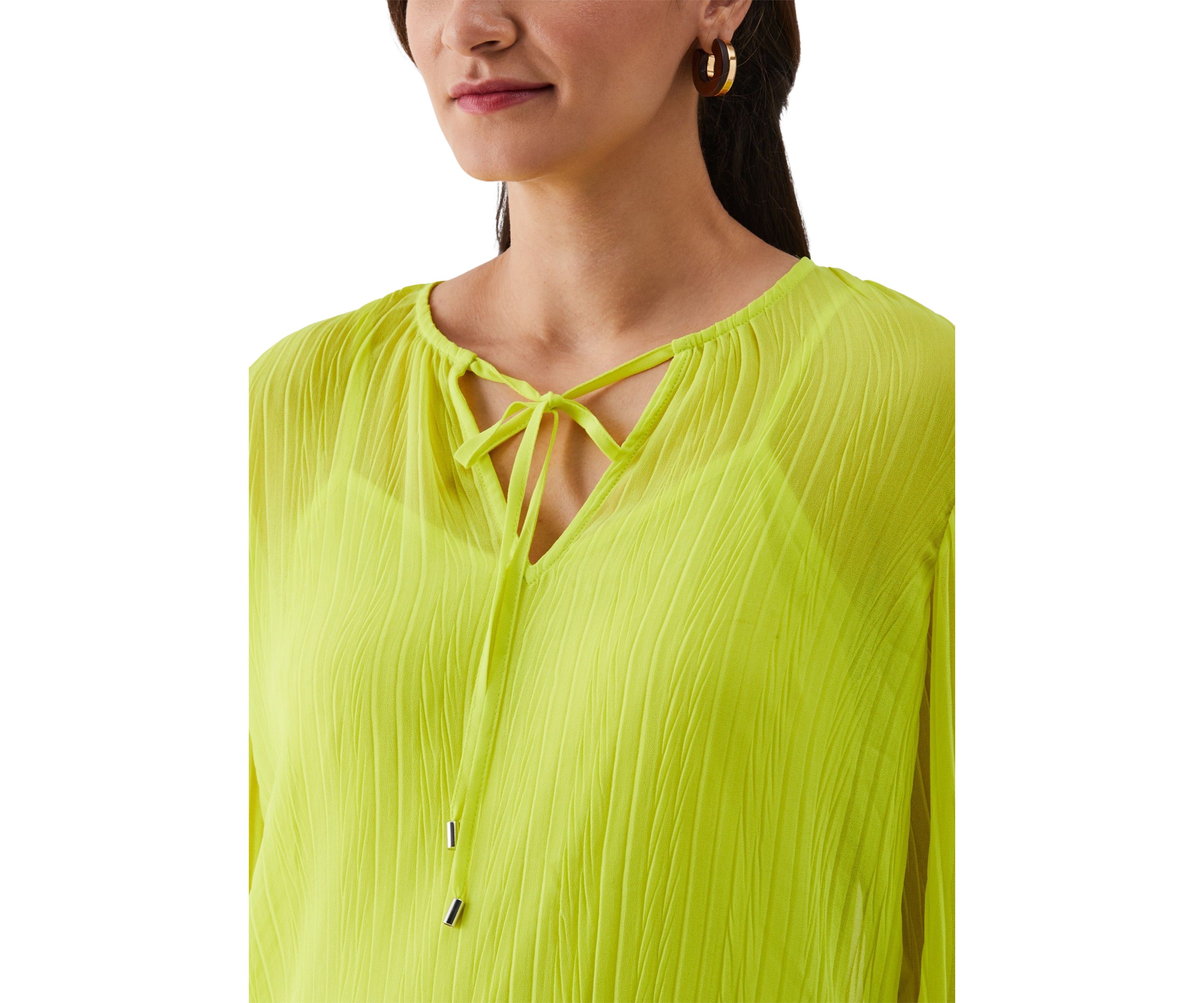 Womens Pleated Balloon Sleeve Blouse