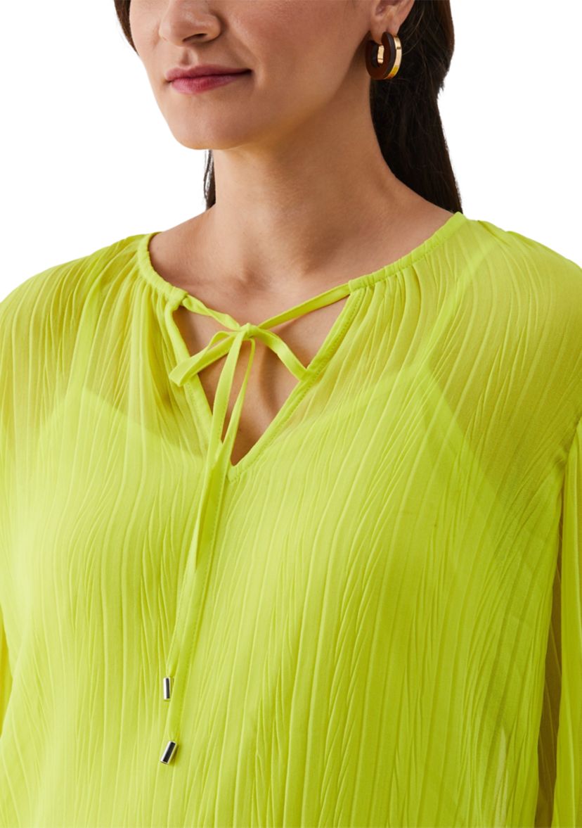 Womens Pleated Balloon Sleeve Blouse