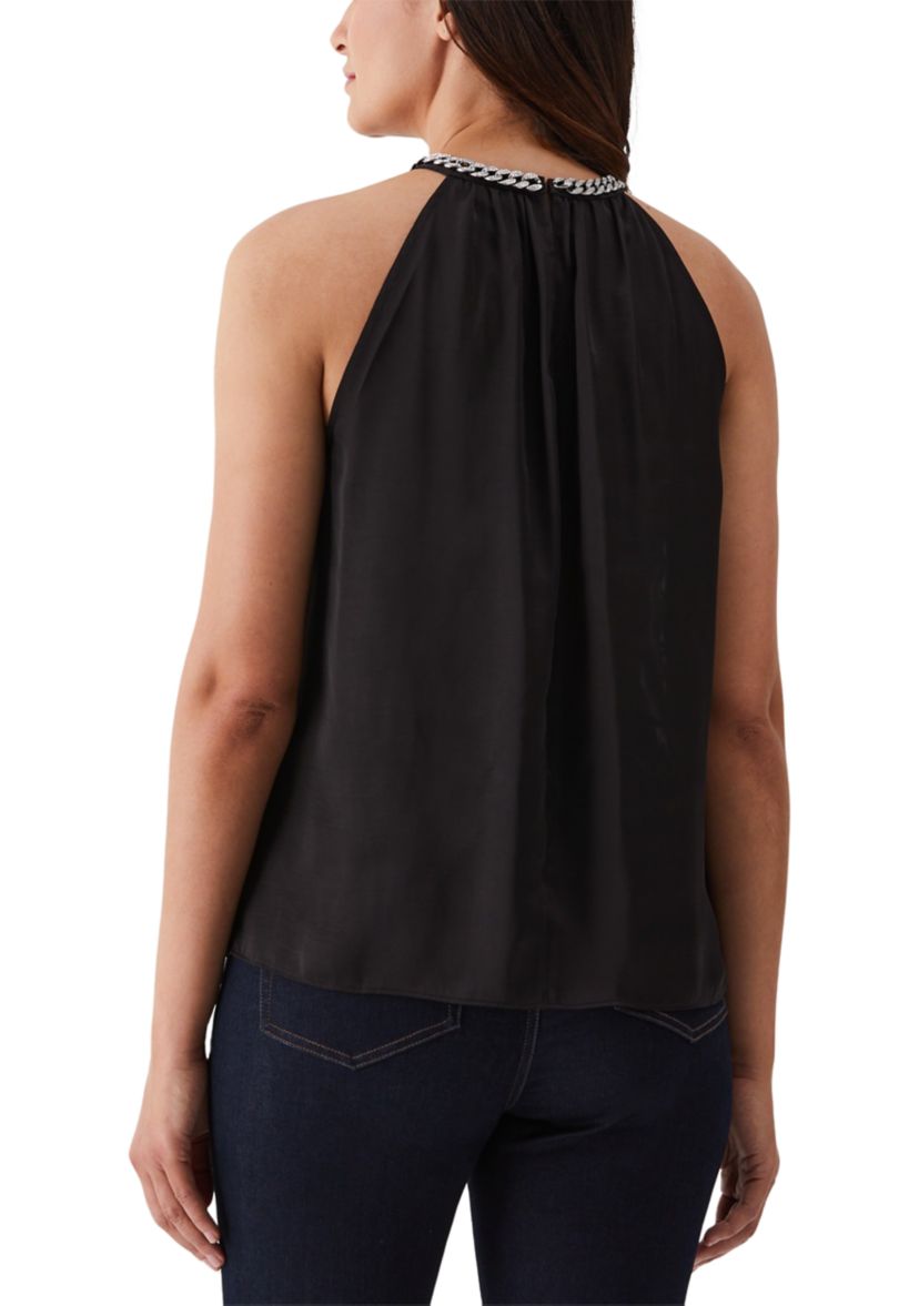 Womens Embellished Sleeveless Halter Blouse