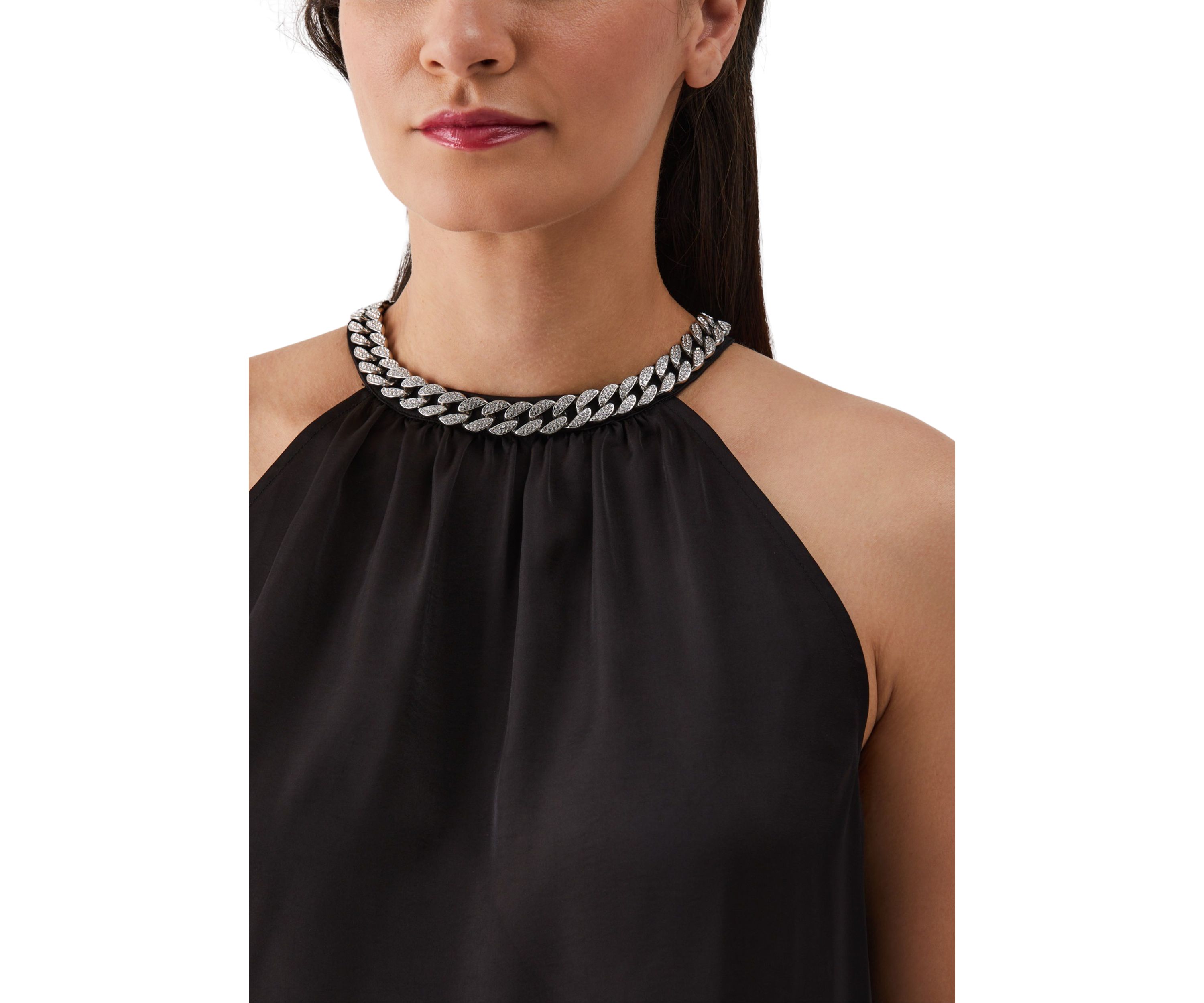 Womens Embellished Sleeveless Halter Blouse