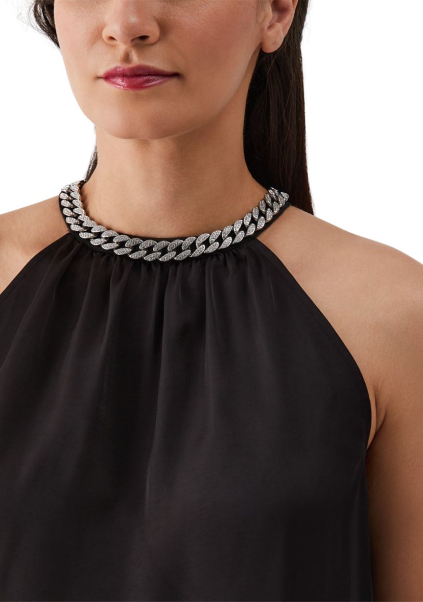 Womens Embellished Sleeveless Halter Blouse