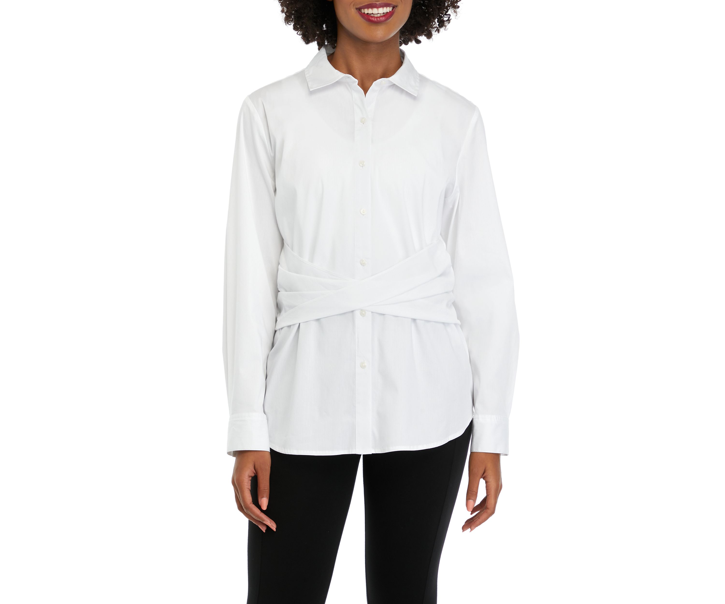 Womens Twist Wrap Popover Long Sleeve Blouse