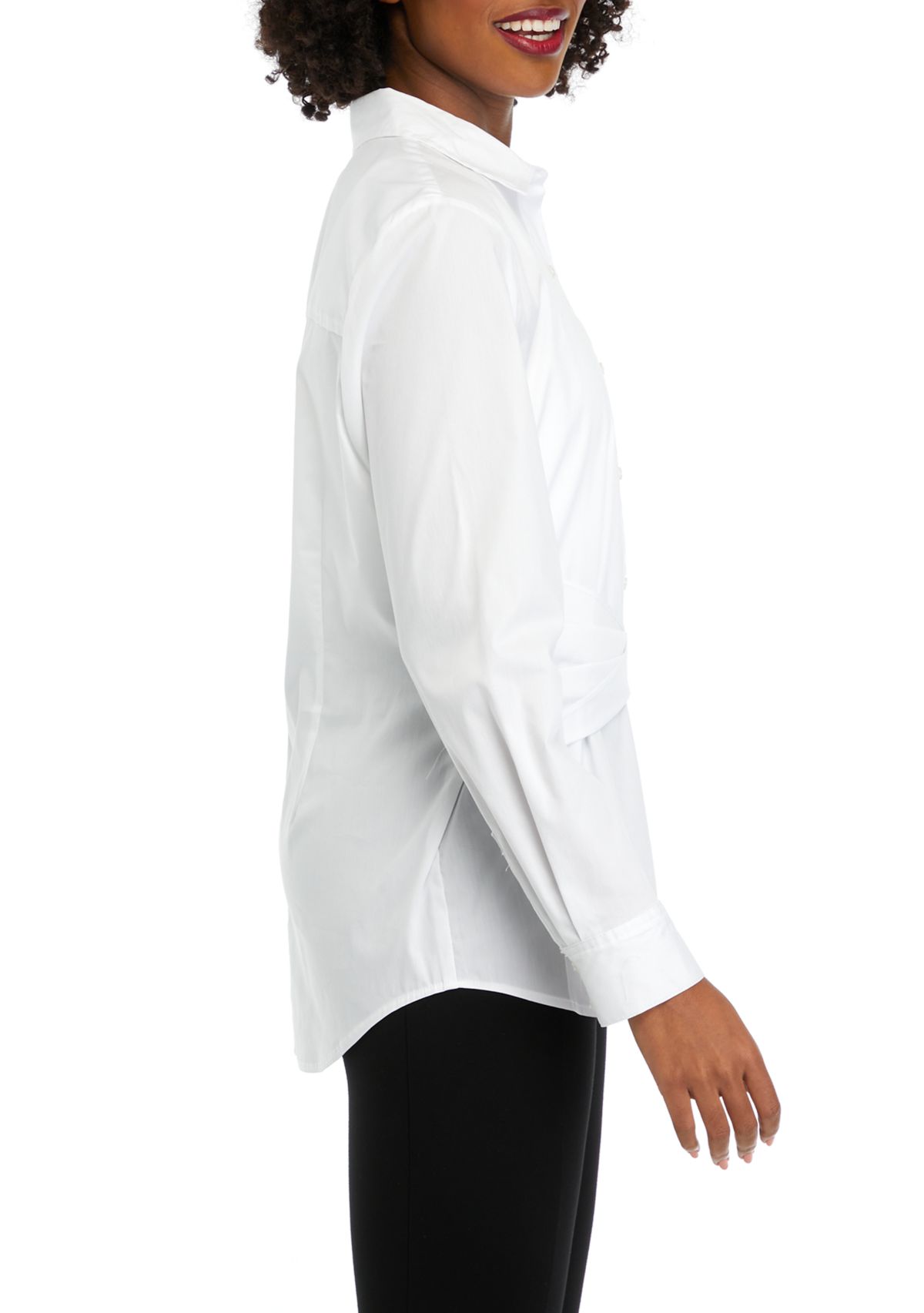 Womens Twist Wrap Popover Long Sleeve Blouse