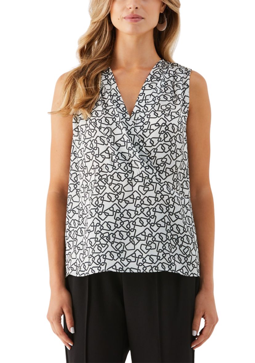 Womens Sleeveless Chain Print Blouse