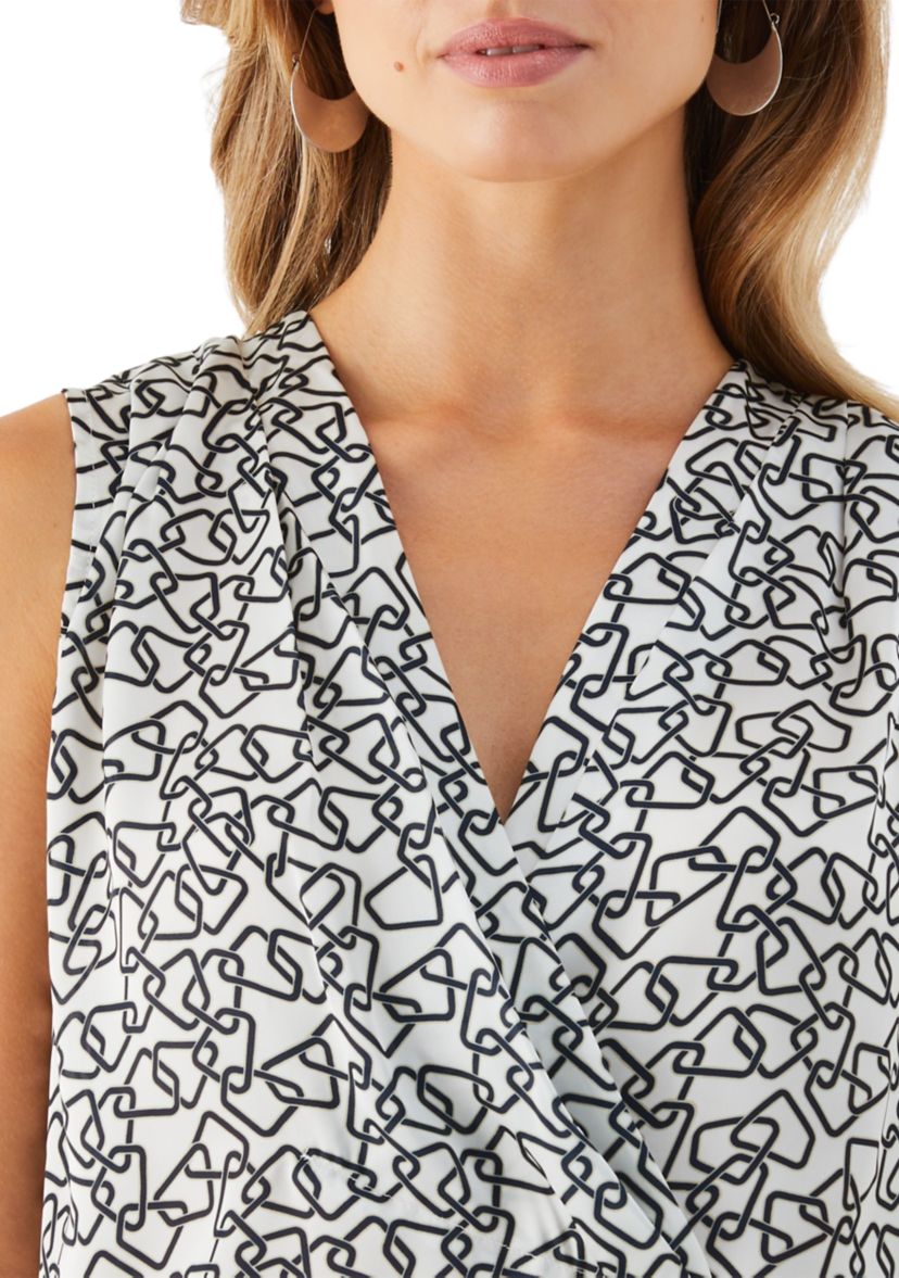 Womens Sleeveless Chain Print Blouse