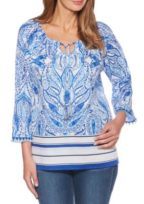 Rafaella Border Paisley Peasant Top | belk