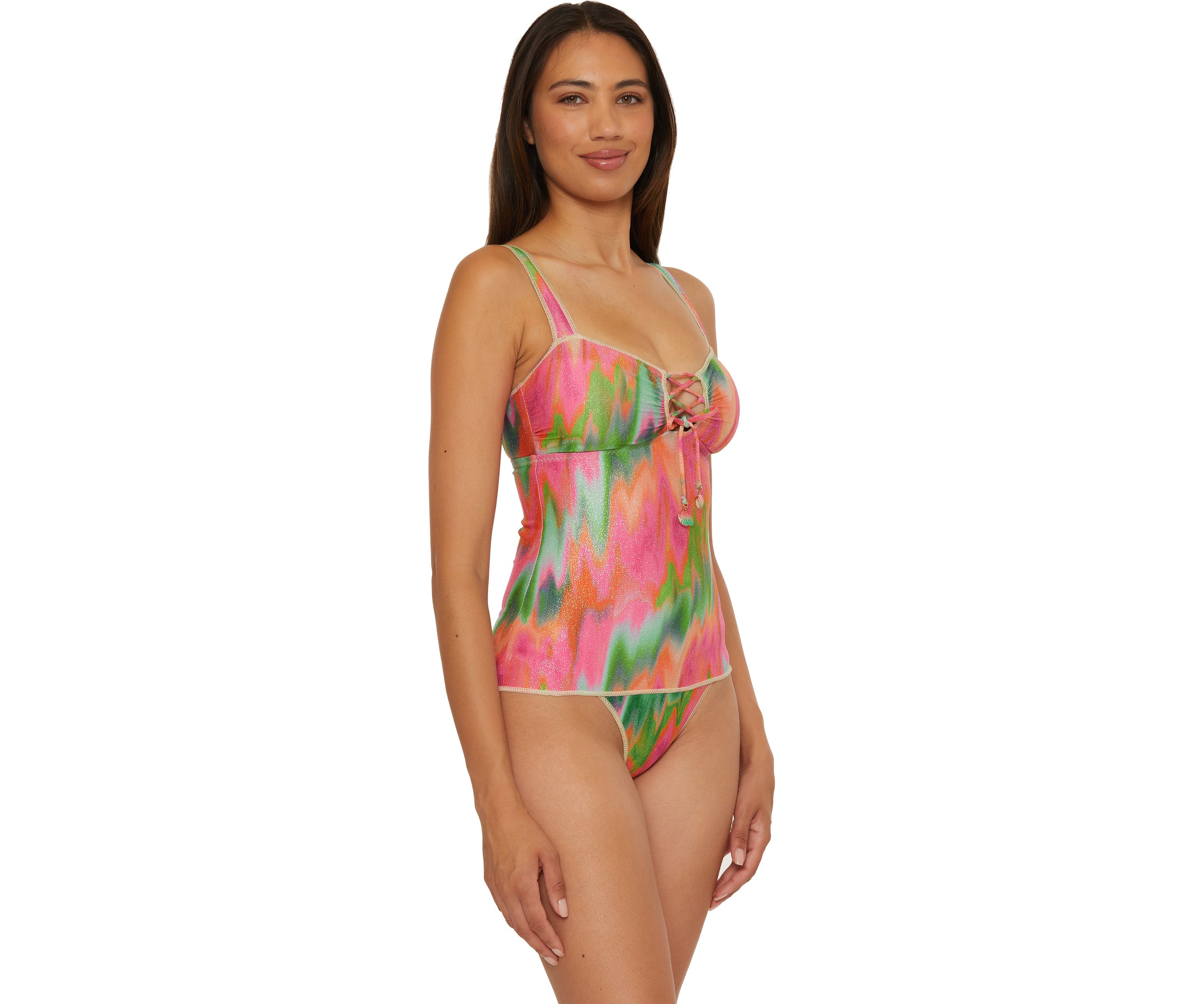 Mirage Lace Up Tankini Swim Top 