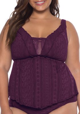 shapesolver plus size graphic v neck swim tankin