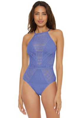 Color Play Halter Neck One Piece Swimsuit