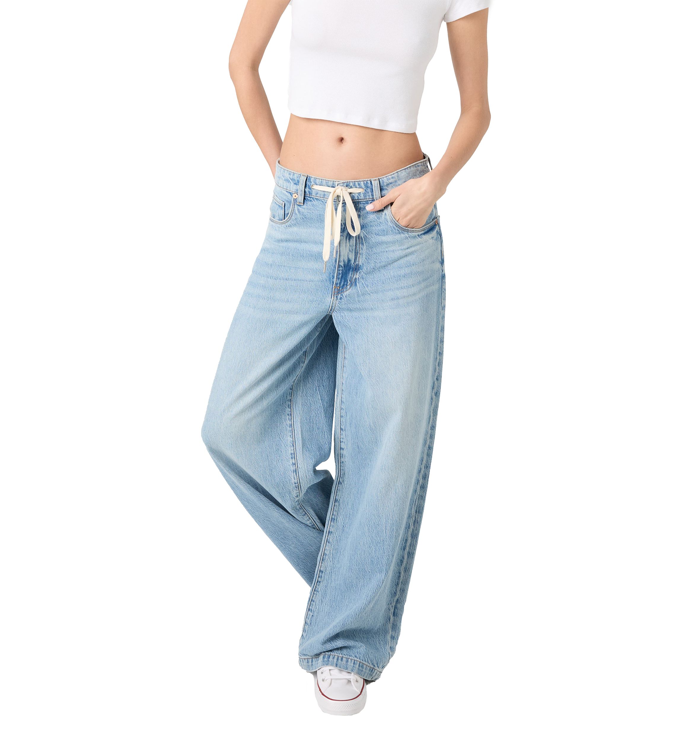 Womens The Frankline Wide Leg Jeans in Feeling Good