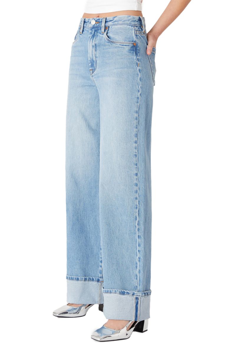 Womens Cuffed Franklin Wide Leg Jeans in Radio Star
