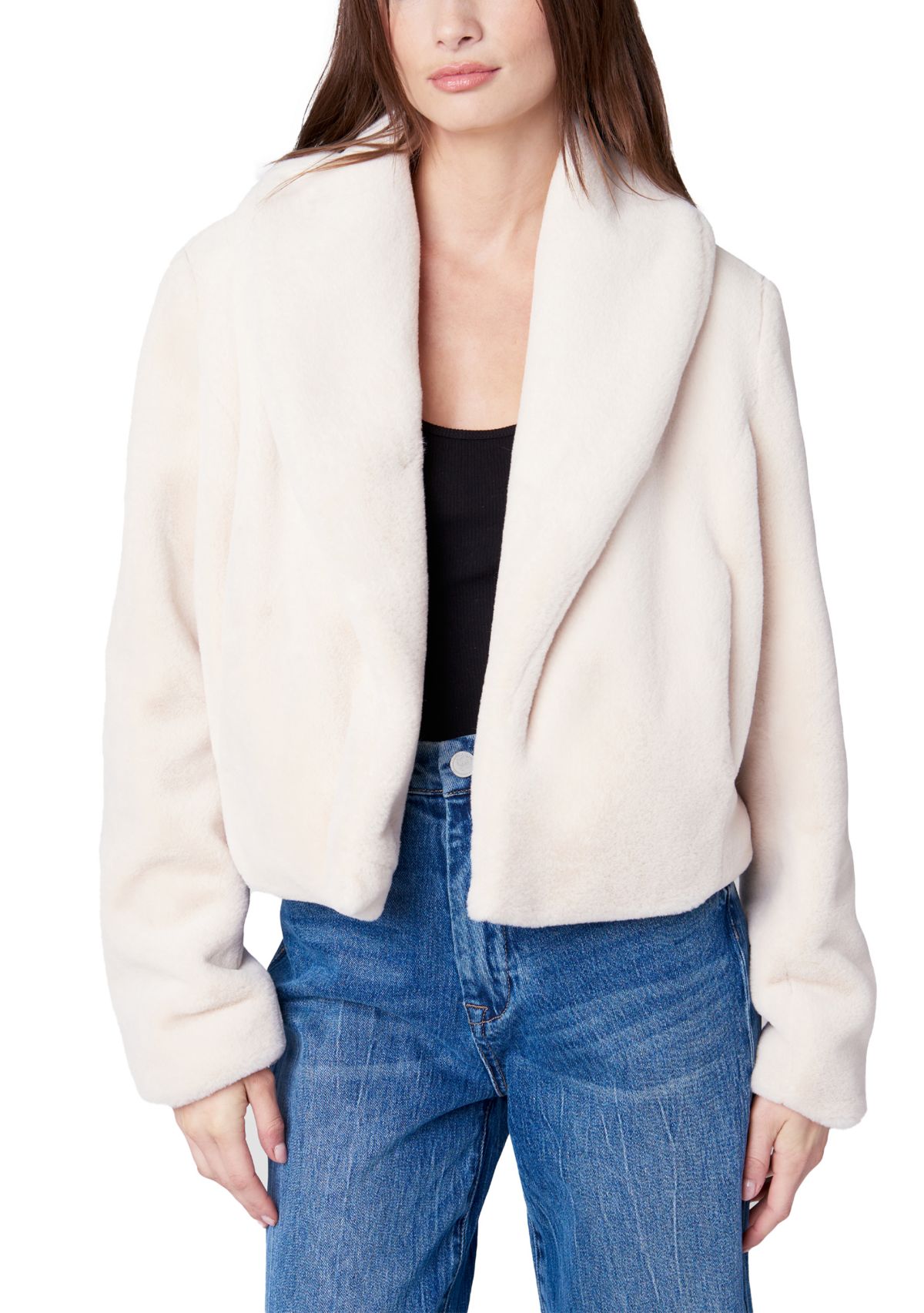 Womens Faux Fur Cropped Jacket