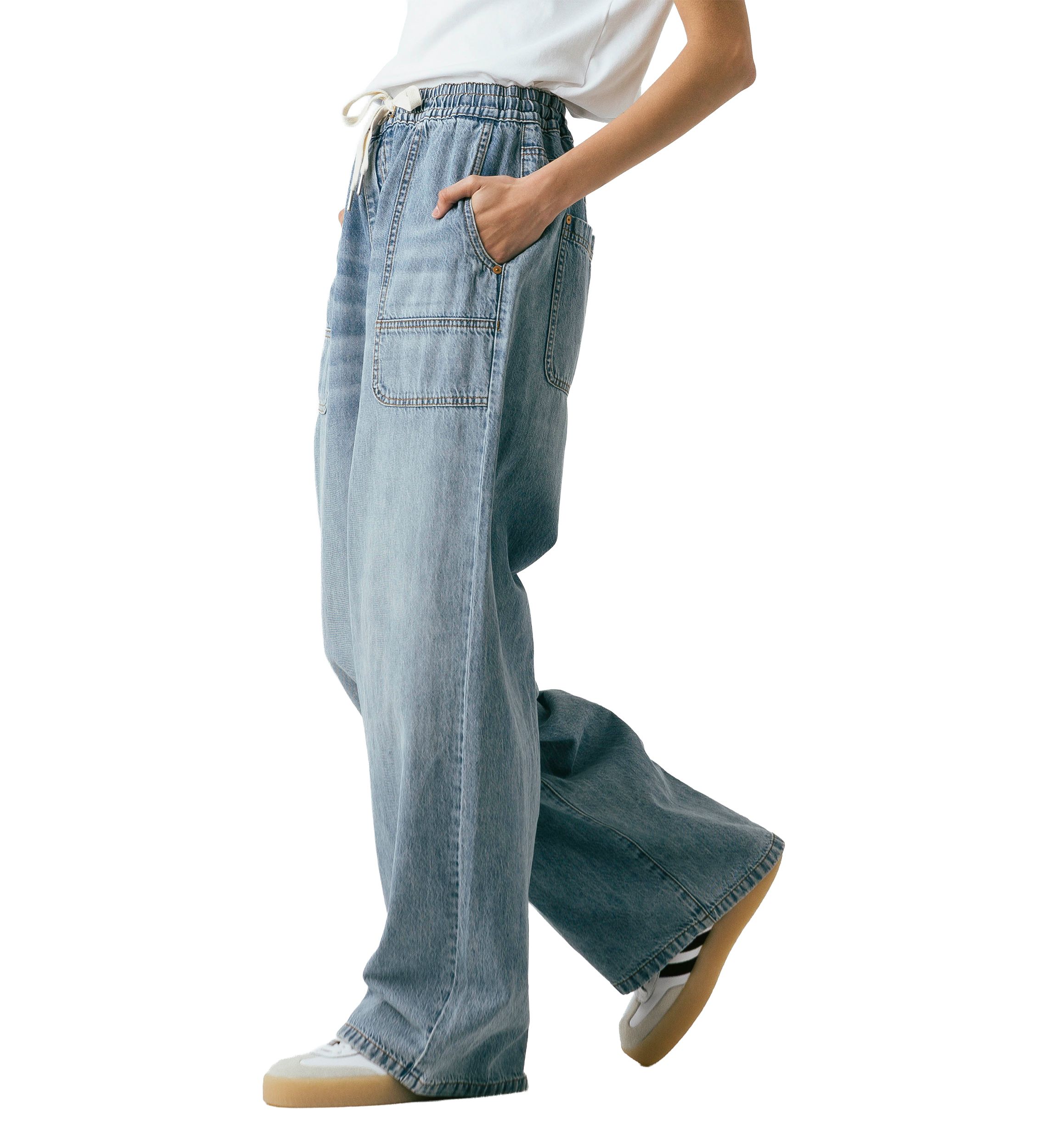 Womens Pull On Drawstring Utility Pants 