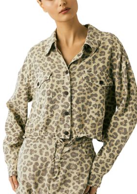 BLANK NYC Women's Wild Story Printed Button Down Shirt, Large
