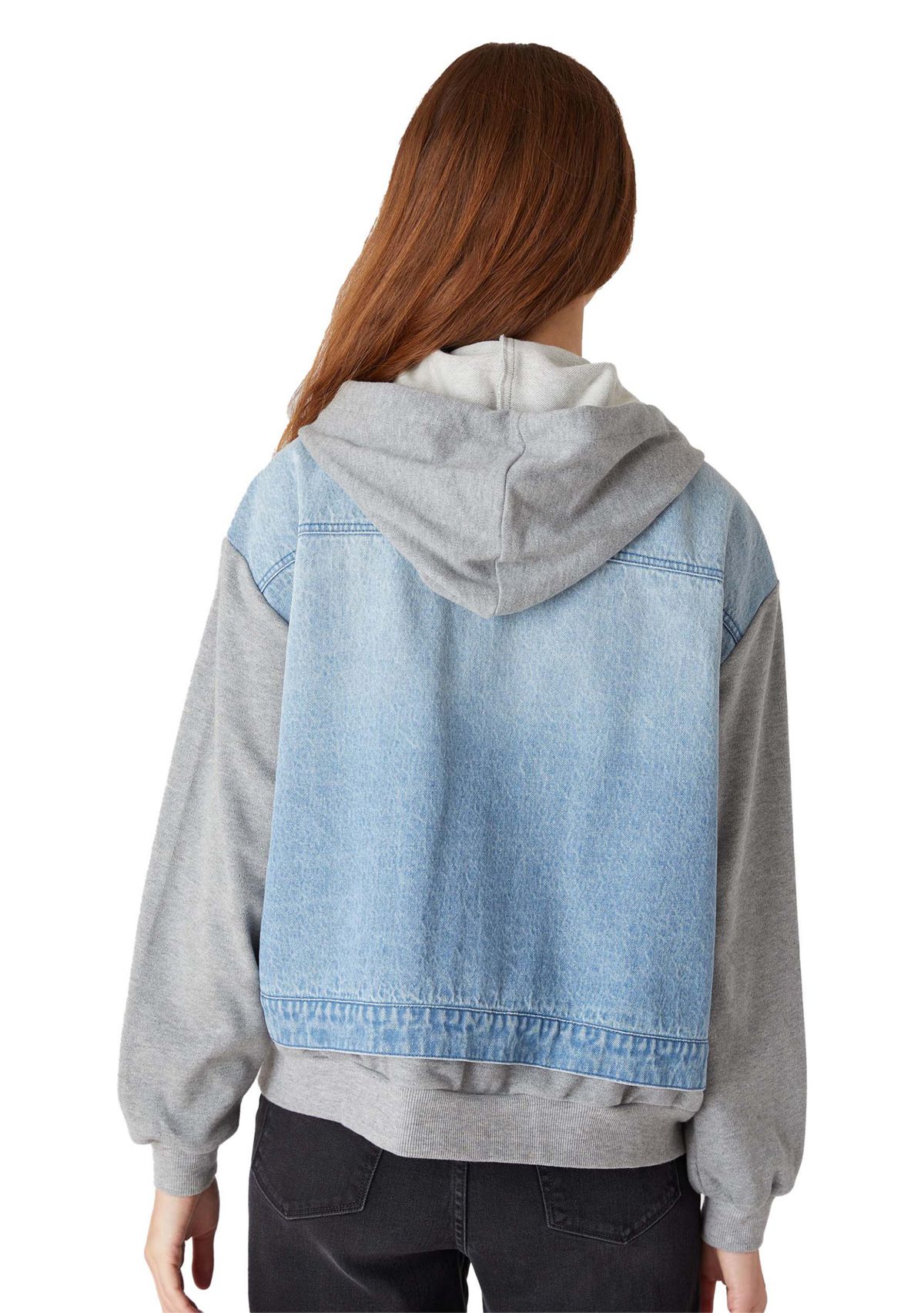 Womens Denim Jacket with French Terry Hood