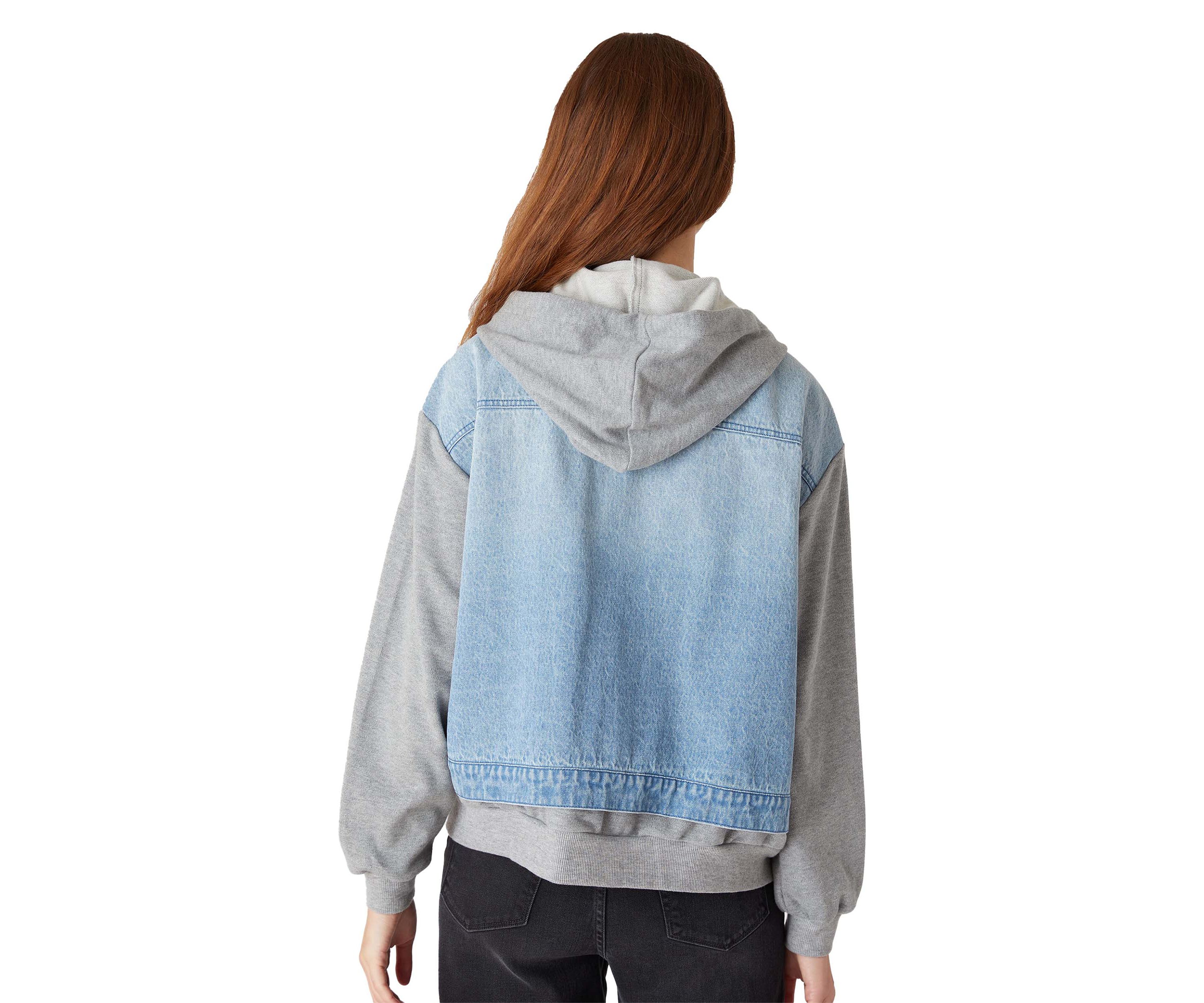 Womens Denim Jacket with French Terry Hood
