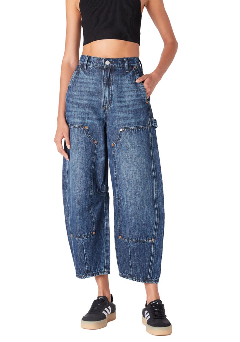 Womens Barrel Leg Denim Carpenter Pants