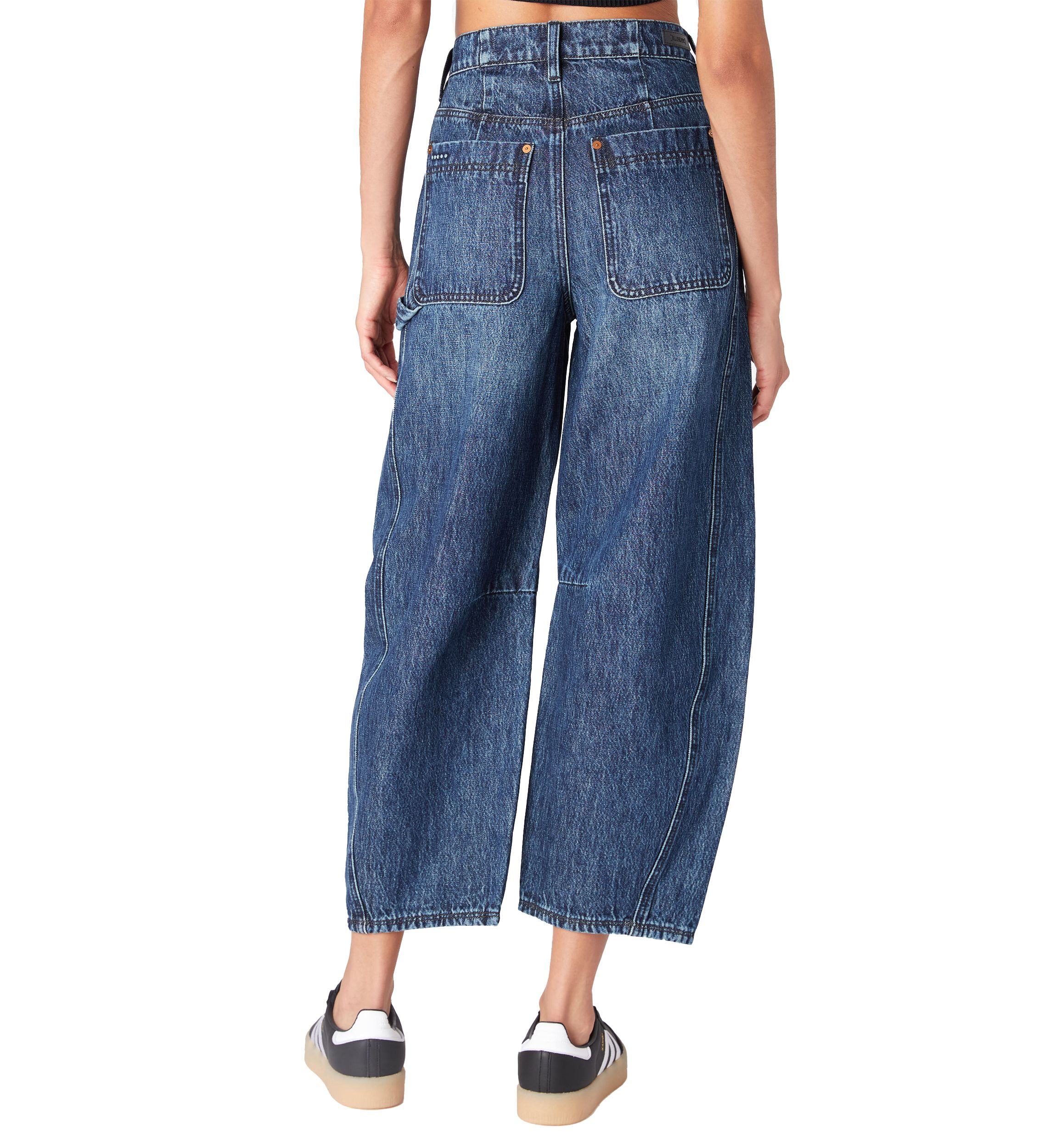Womens Barrel Leg Denim Carpenter Pants