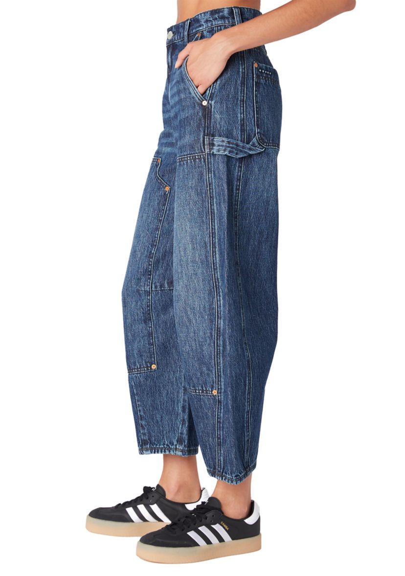 Womens Barrel Leg Denim Carpenter Pants