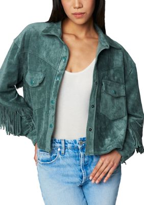 BLANK NYC Women's Hot Cocoa Faux Suede Fringe Shacket, XS
