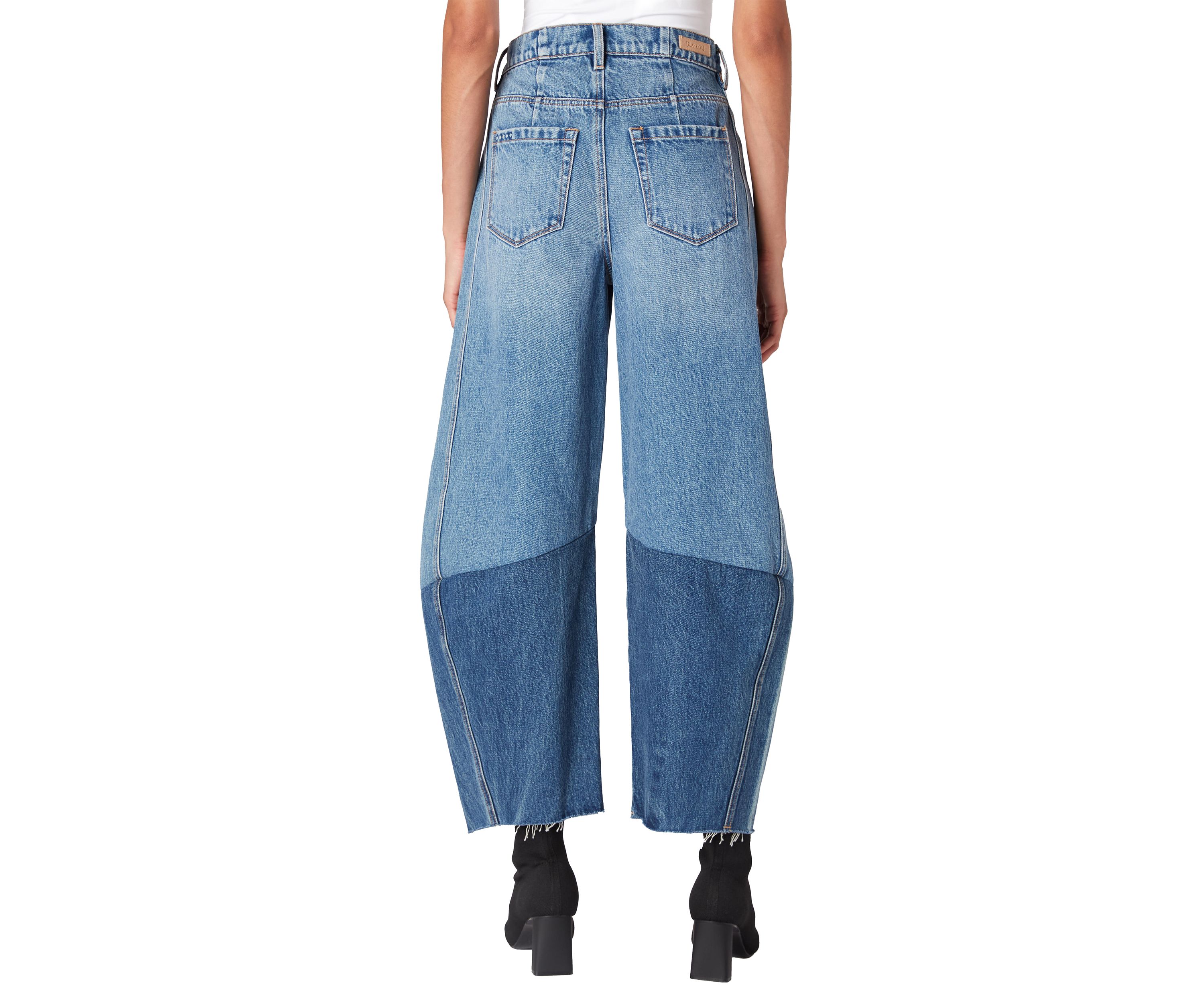 Womens Two Tone Barrel Leg Jeans