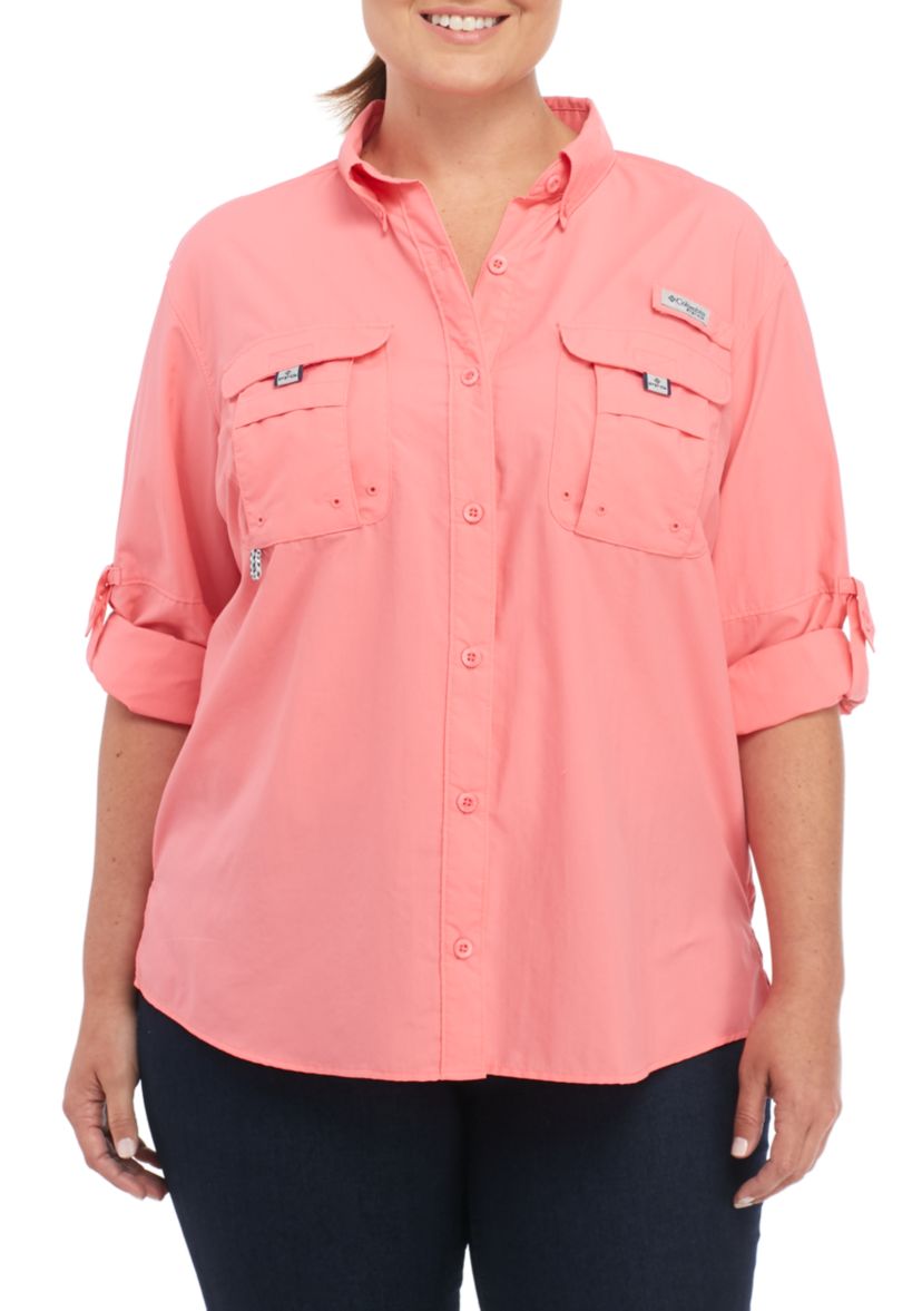 Plus Size Long Sleeve Bahama Button Down Shirt